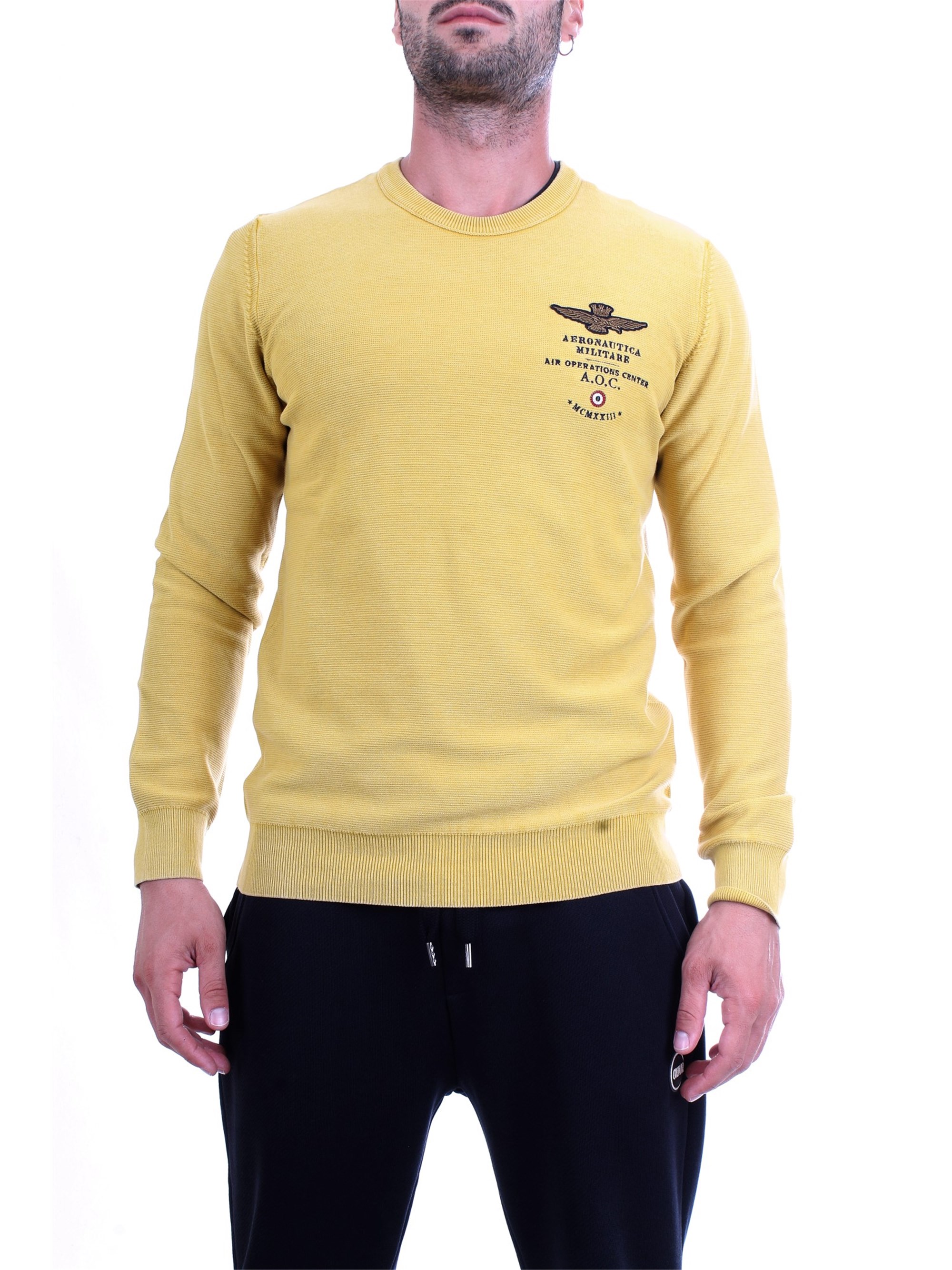 AERONAUTICA MILITARE 192MA1158L282 Yellow Clothing Man Pullover AERONAUTICA MILITARE 192MA1158L282 Yellow Clothing Man Pullover