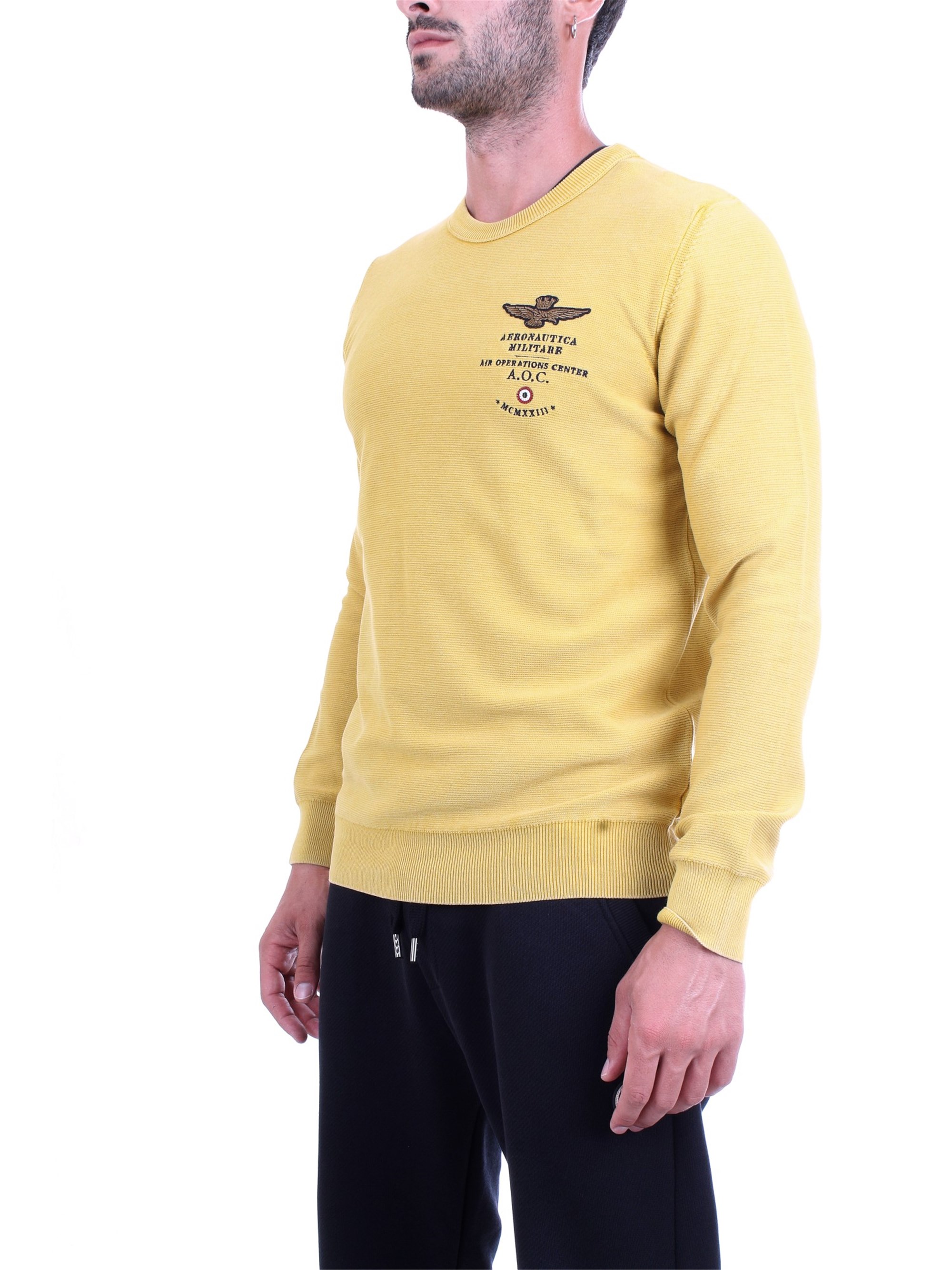 AERONAUTICA MILITARE 192MA1158L282 Yellow Clothing Man Pullover AERONAUTICA MILITARE 192MA1158L282 Yellow Clothing Man Pullover