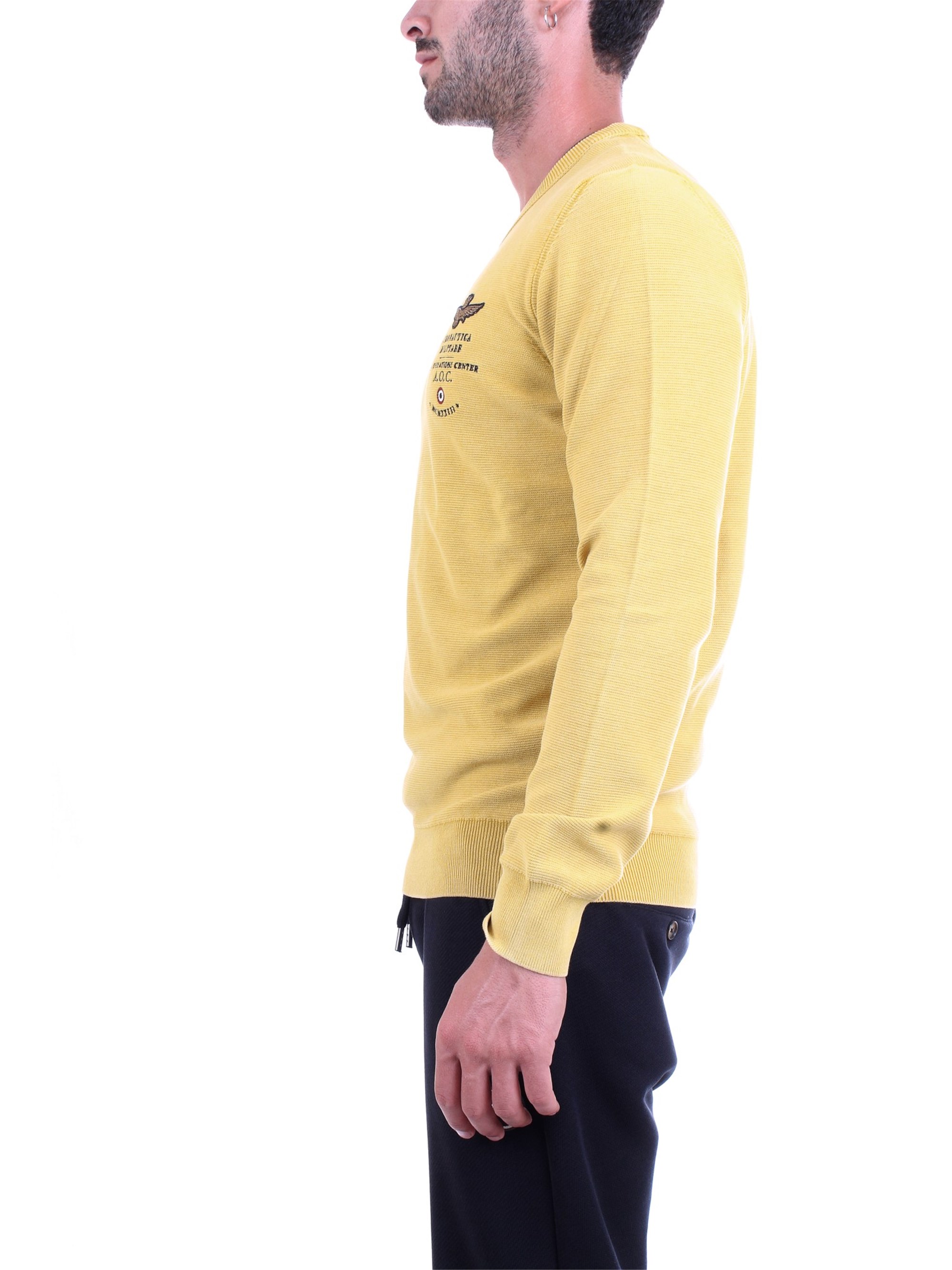 AERONAUTICA MILITARE 192MA1158L282 Yellow Clothing Man Pullover AERONAUTICA MILITARE 192MA1158L282 Yellow Clothing Man Pullover