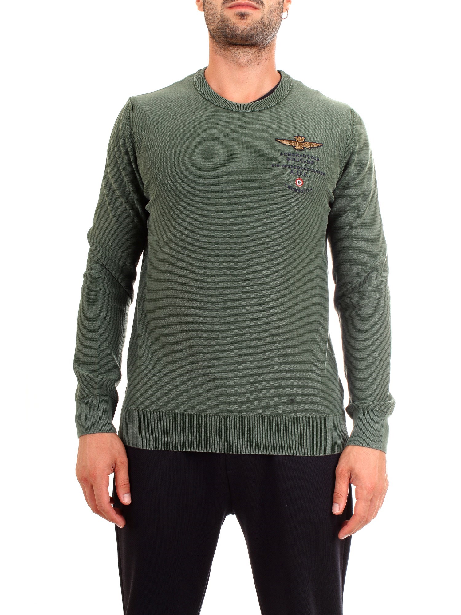 AERONAUTICA MILITARE 192MA1158L282 Green Clothing Man Pullover AERONAUTICA MILITARE 192MA1158L282 Green Clothing Man Pullover