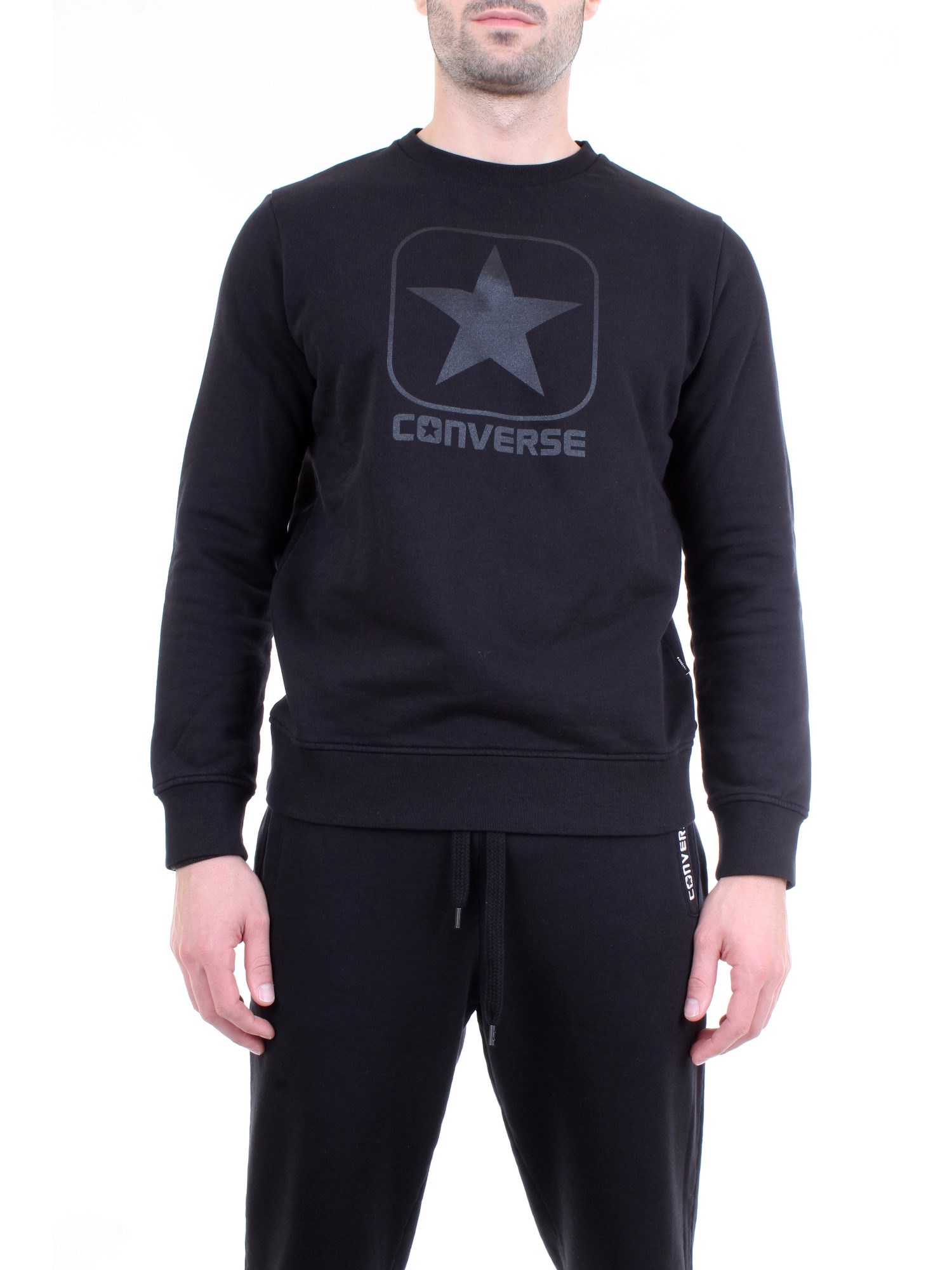 CONVERSE 10018601 A05 Black Clothing Man Sweater CONVERSE 10018601 A05 Black Clothing Man Sweater