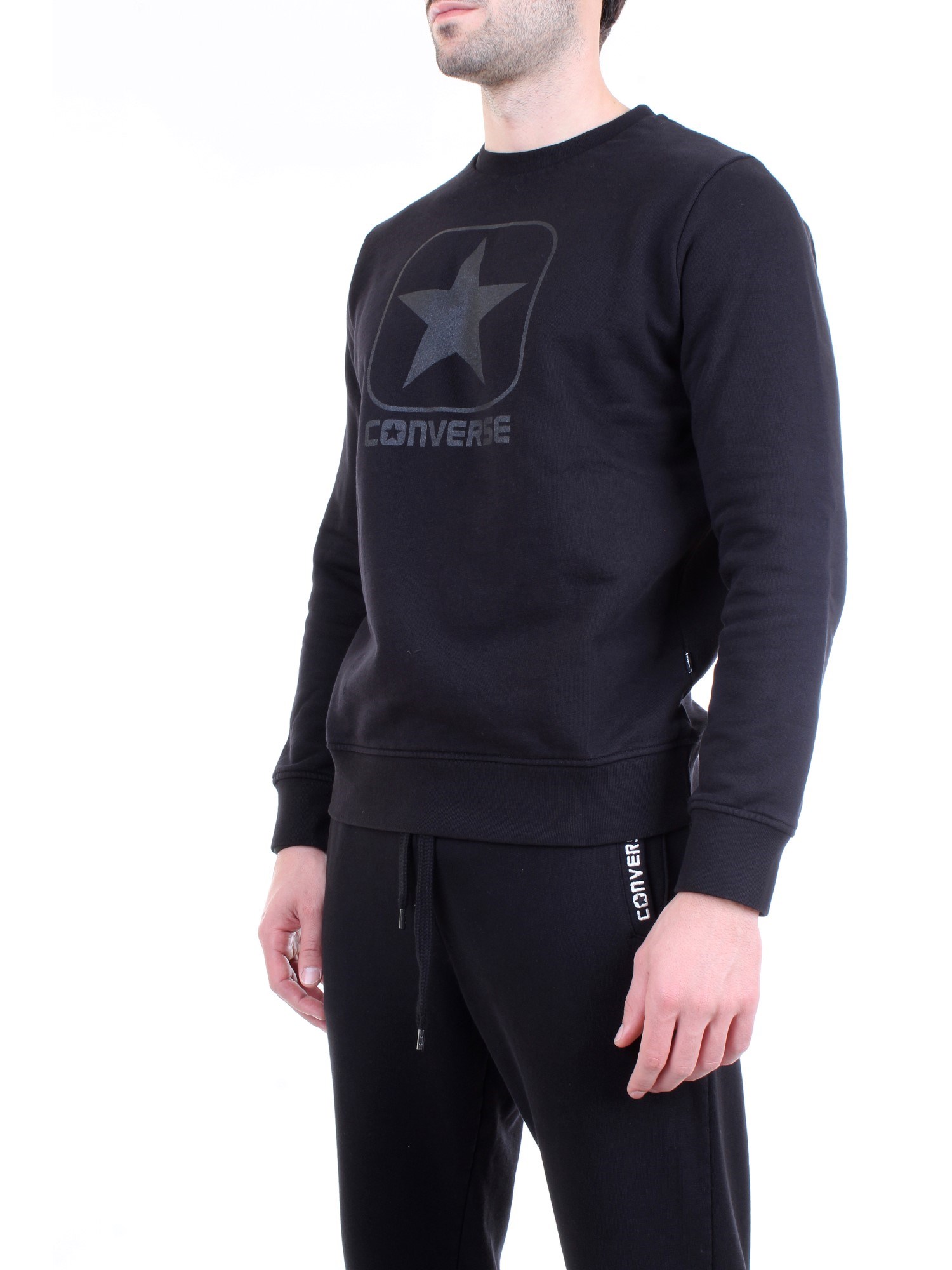 CONVERSE 10018601 A05 Black Clothing Man Sweater CONVERSE 10018601 A05 Black Clothing Man Sweater