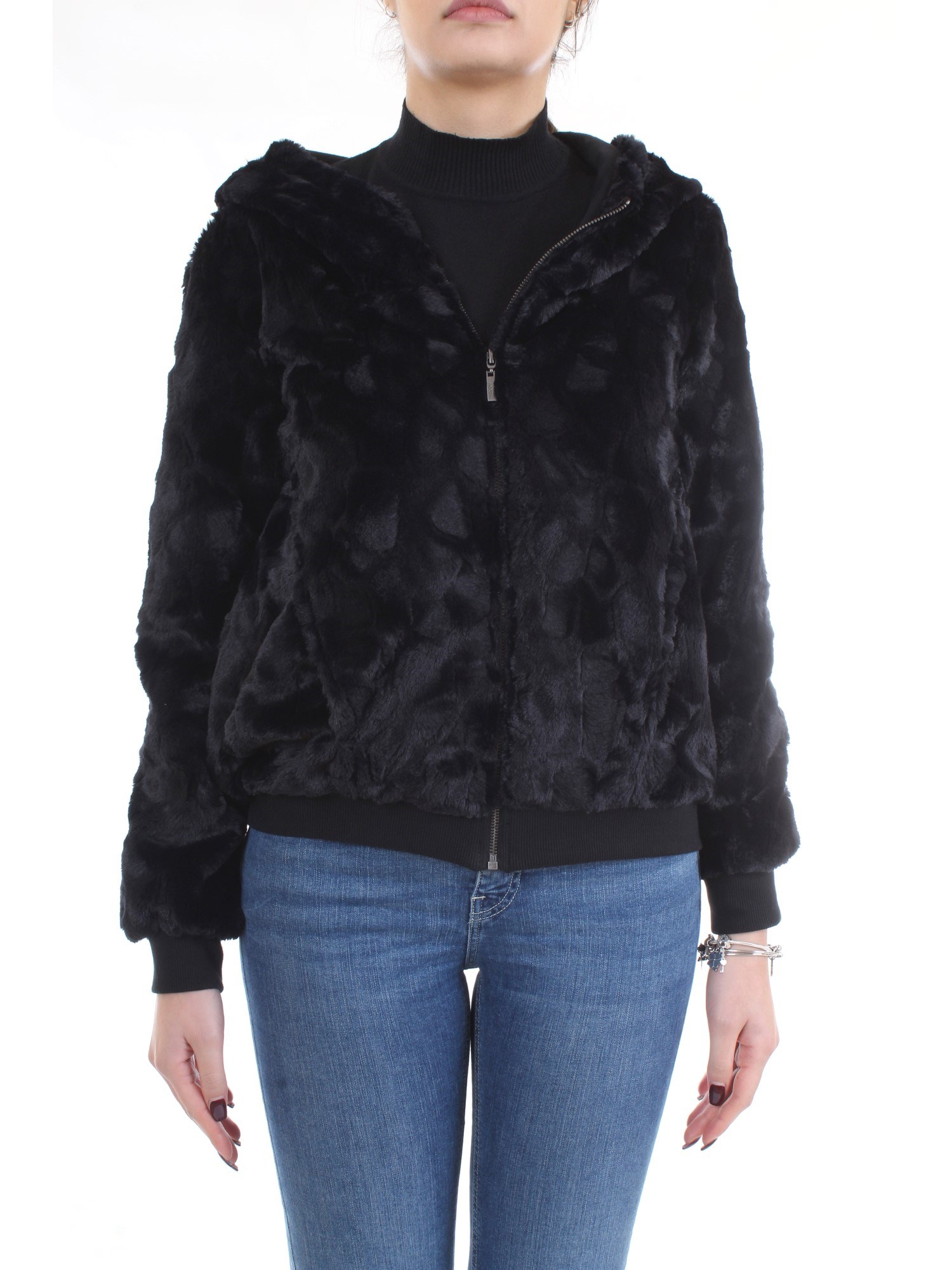 FREDDY F8WALJ1 Black Clothing Woman Jacket FREDDY F8WALJ1 Black Clothing Woman Jacket