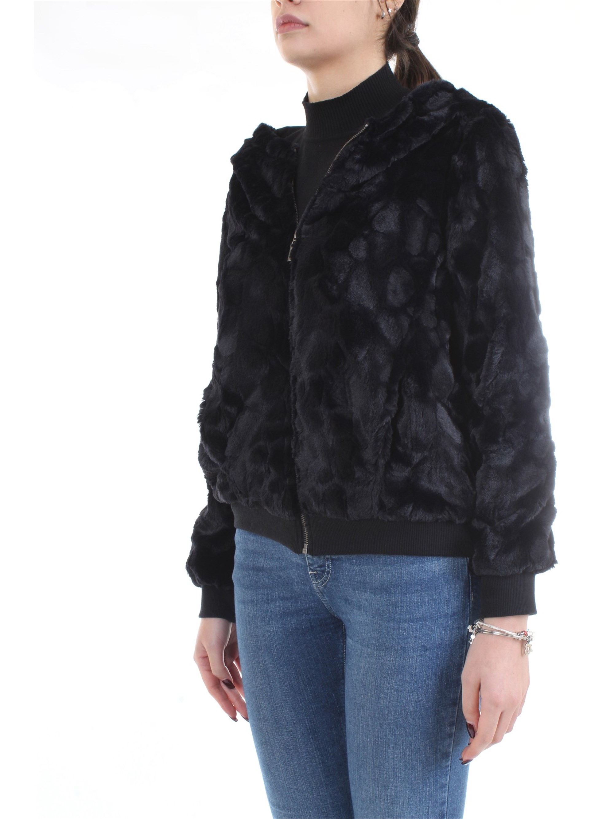 FREDDY F8WALJ1 Black Clothing Woman Jacket FREDDY F8WALJ1 Black Clothing Woman Jacket