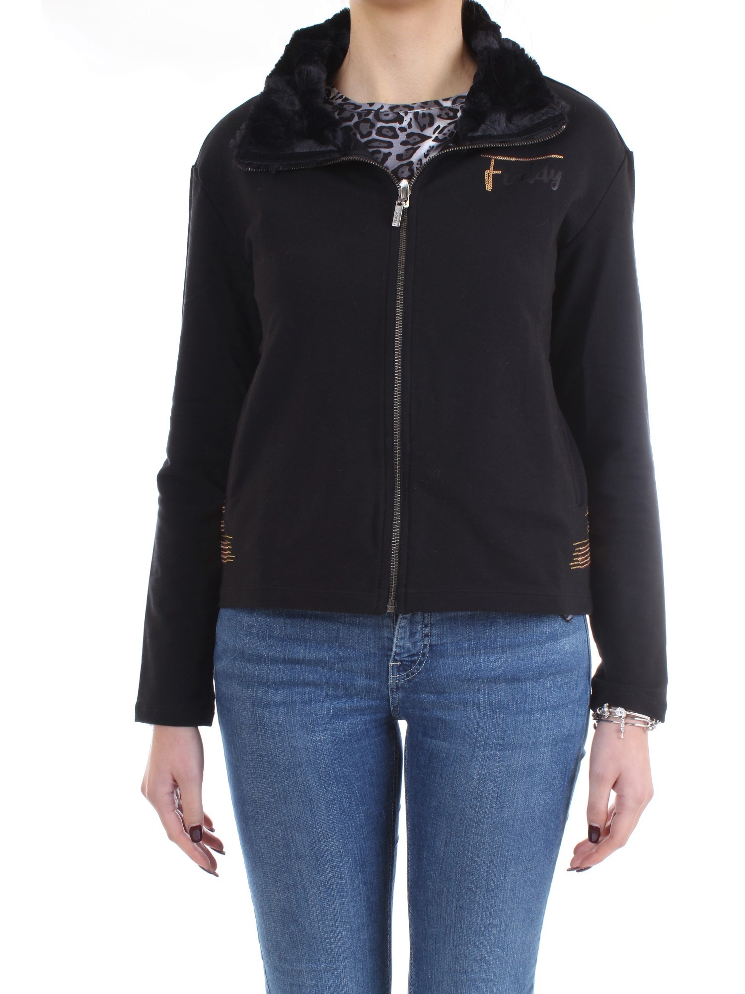 FREDDY F8WALS2 Black Clothing Woman Sweater FREDDY F8WALS2 Black Clothing Woman Sweater