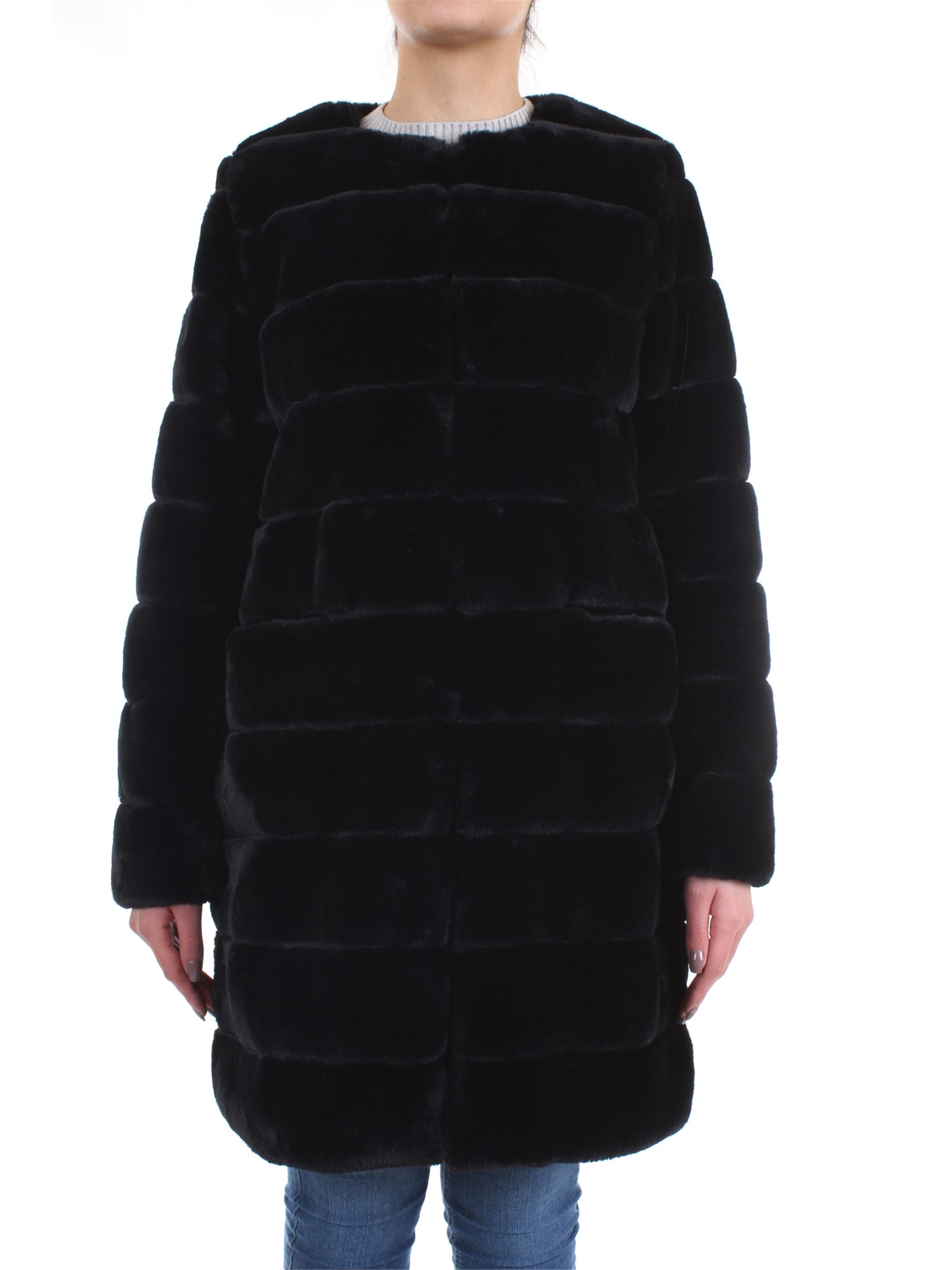 Meheran 18108 Black Clothing Woman Overcoat Meheran 18108 Black Clothing Woman Overcoat