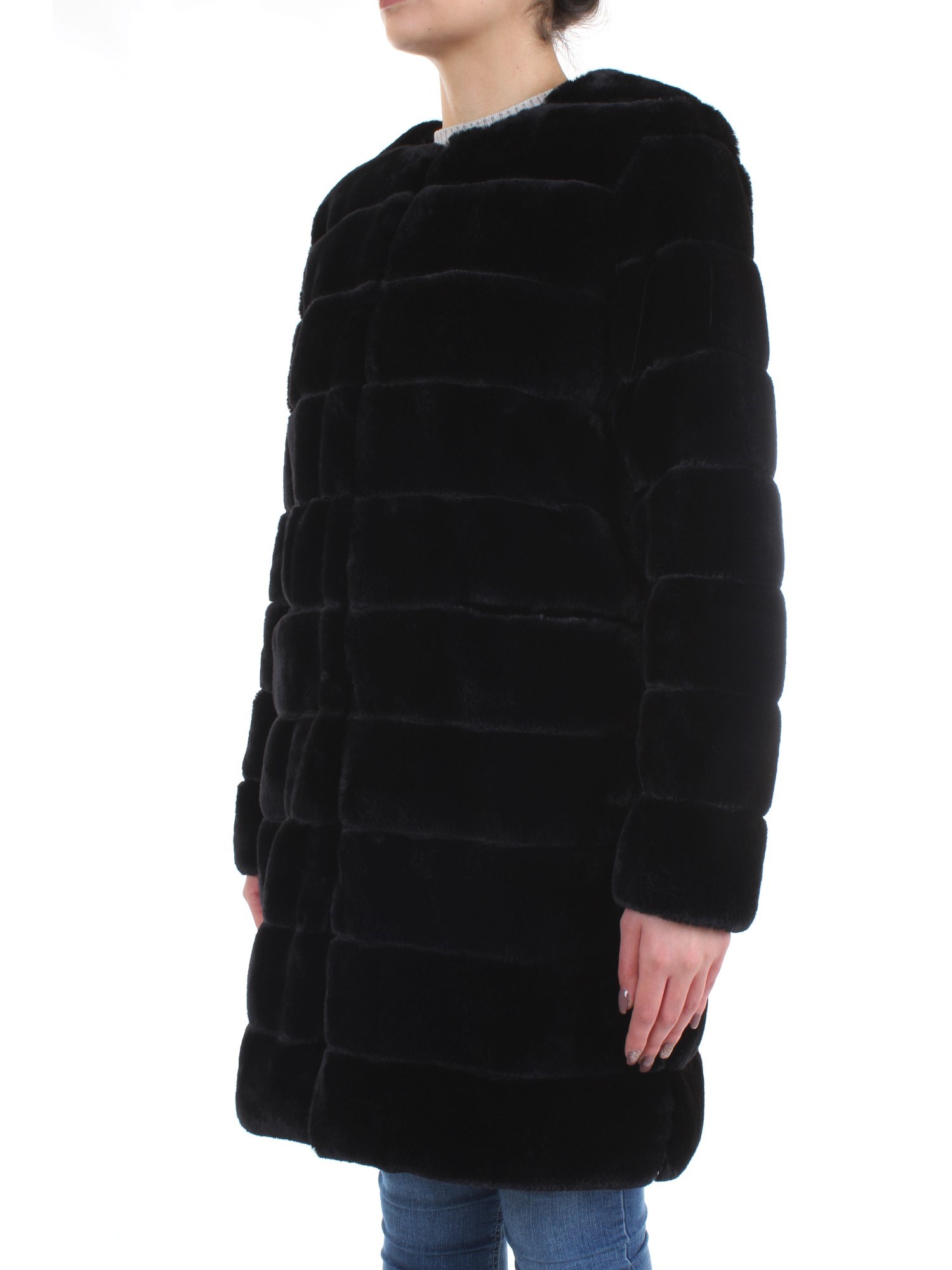 Meheran 18108 Black Clothing Woman Overcoat Meheran 18108 Black Clothing Woman Overcoat