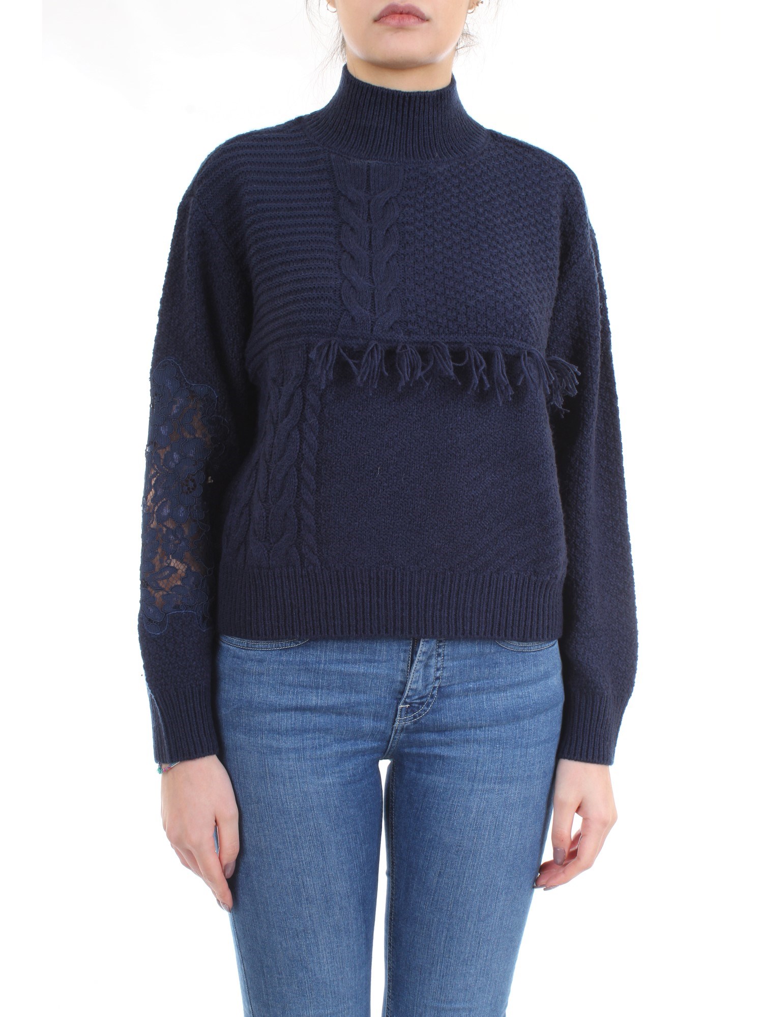 LE COEUR TWINSET 192ST3050 Blue Clothing Woman Sweater LE COEUR TWINSET 192ST3050 Blue Clothing Woman Sweater