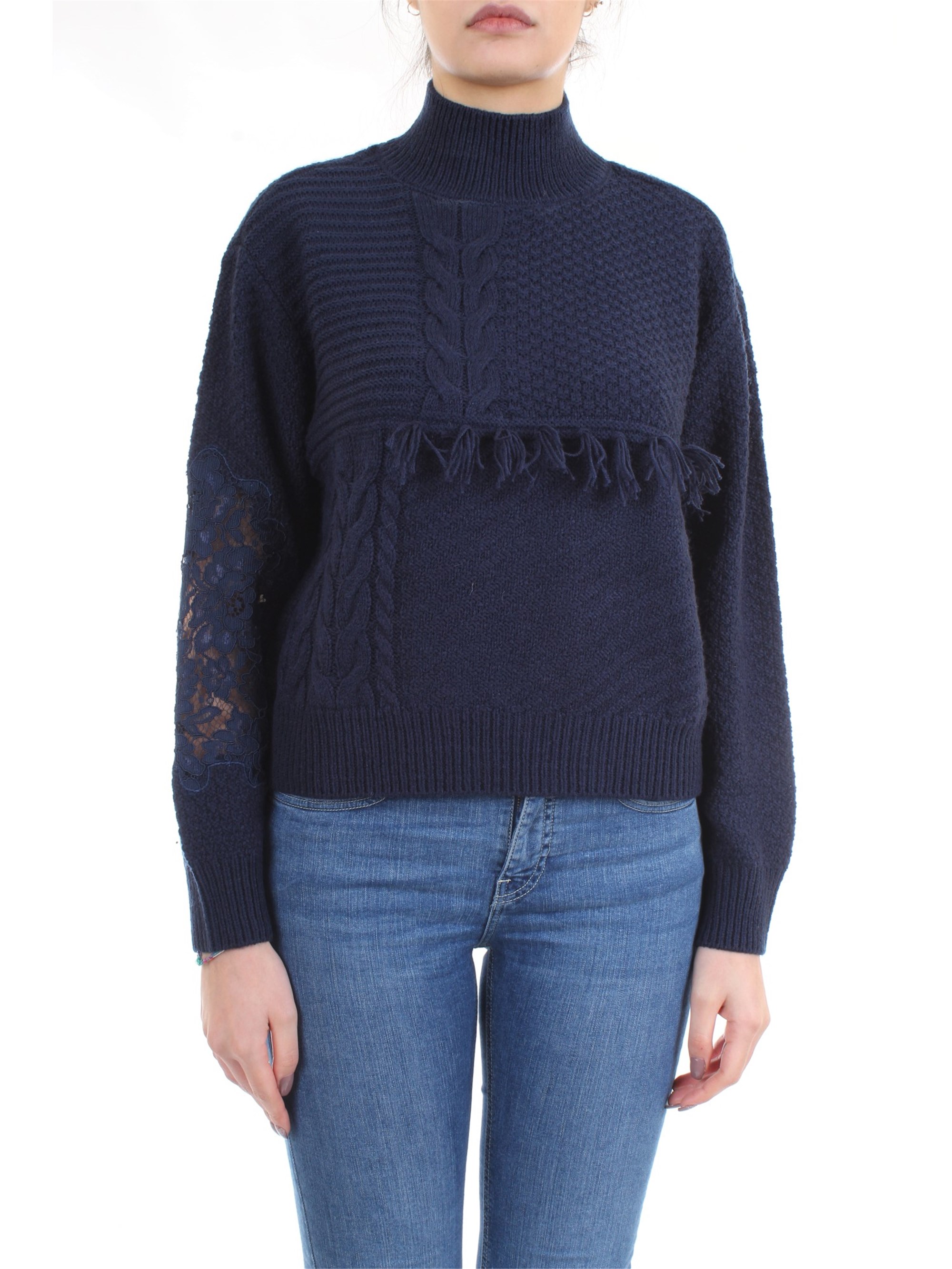 LE COEUR TWINSET 192ST3050 Blue Clothing Woman Sweater LE COEUR TWINSET 192ST3050 Blue Clothing Woman Sweater