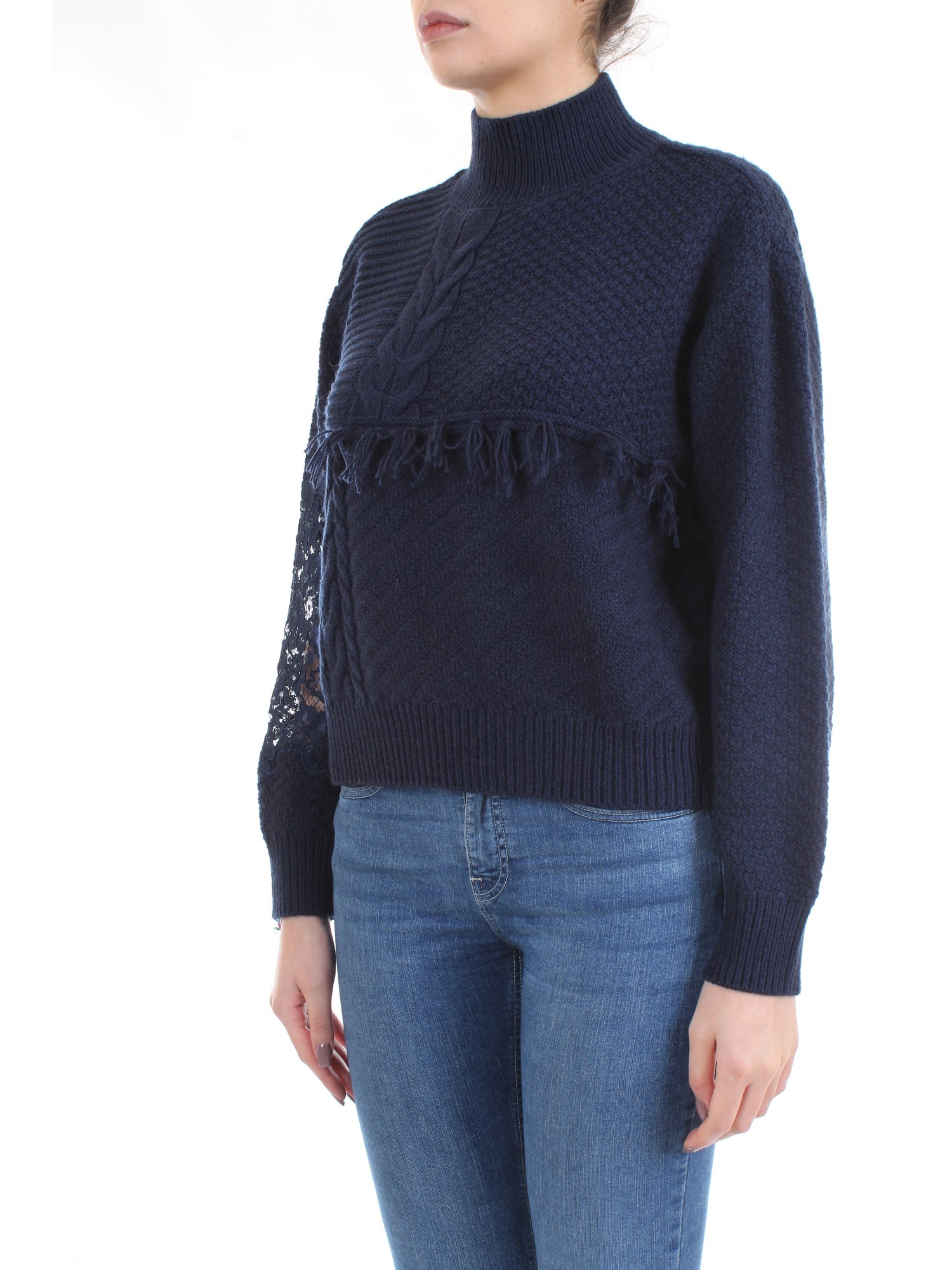 LE COEUR TWINSET 192ST3050 Blue Clothing Woman Sweater LE COEUR TWINSET 192ST3050 Blue Clothing Woman Sweater