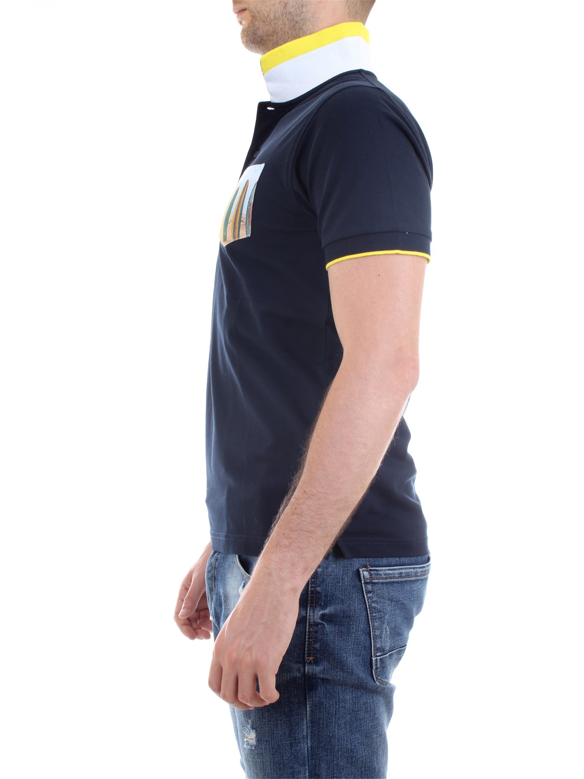 SUN68 A30118 Blue Clothing Man Polo shirt SUN68 A30118 Blue Clothing Man Polo shirt