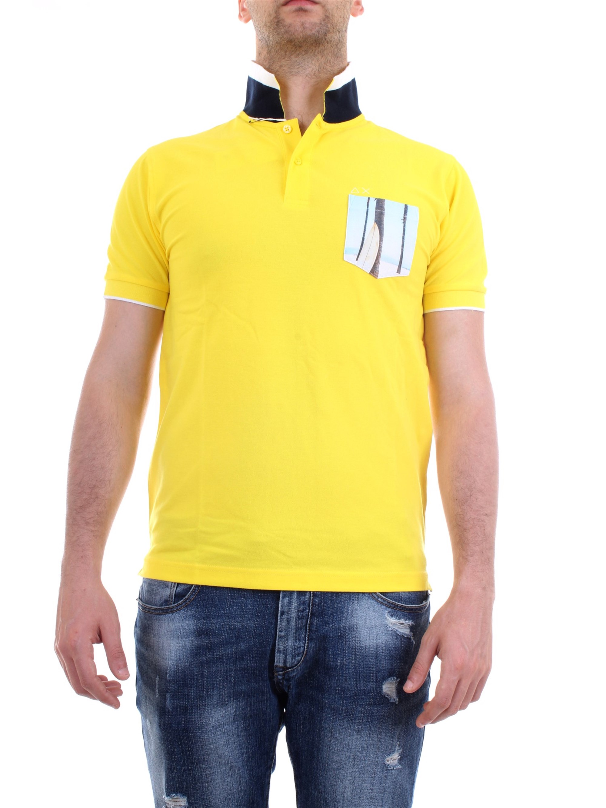 SUN68 A30118 Yellow Clothing Man Polo shirt SUN68 A30118 Yellow Clothing Man Polo shirt
