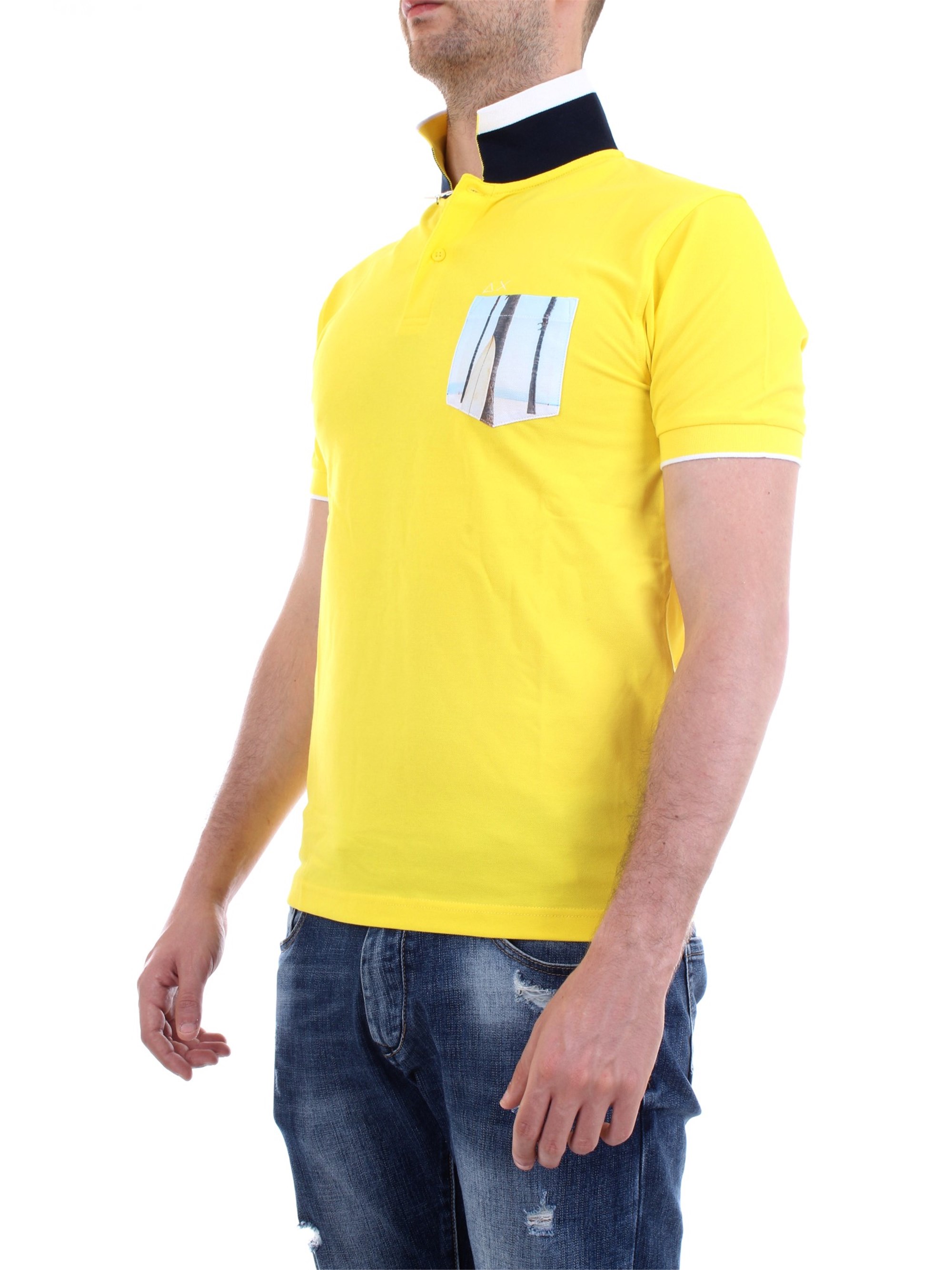 SUN68 A30118 Yellow Clothing Man Polo shirt SUN68 A30118 Yellow Clothing Man Polo shirt