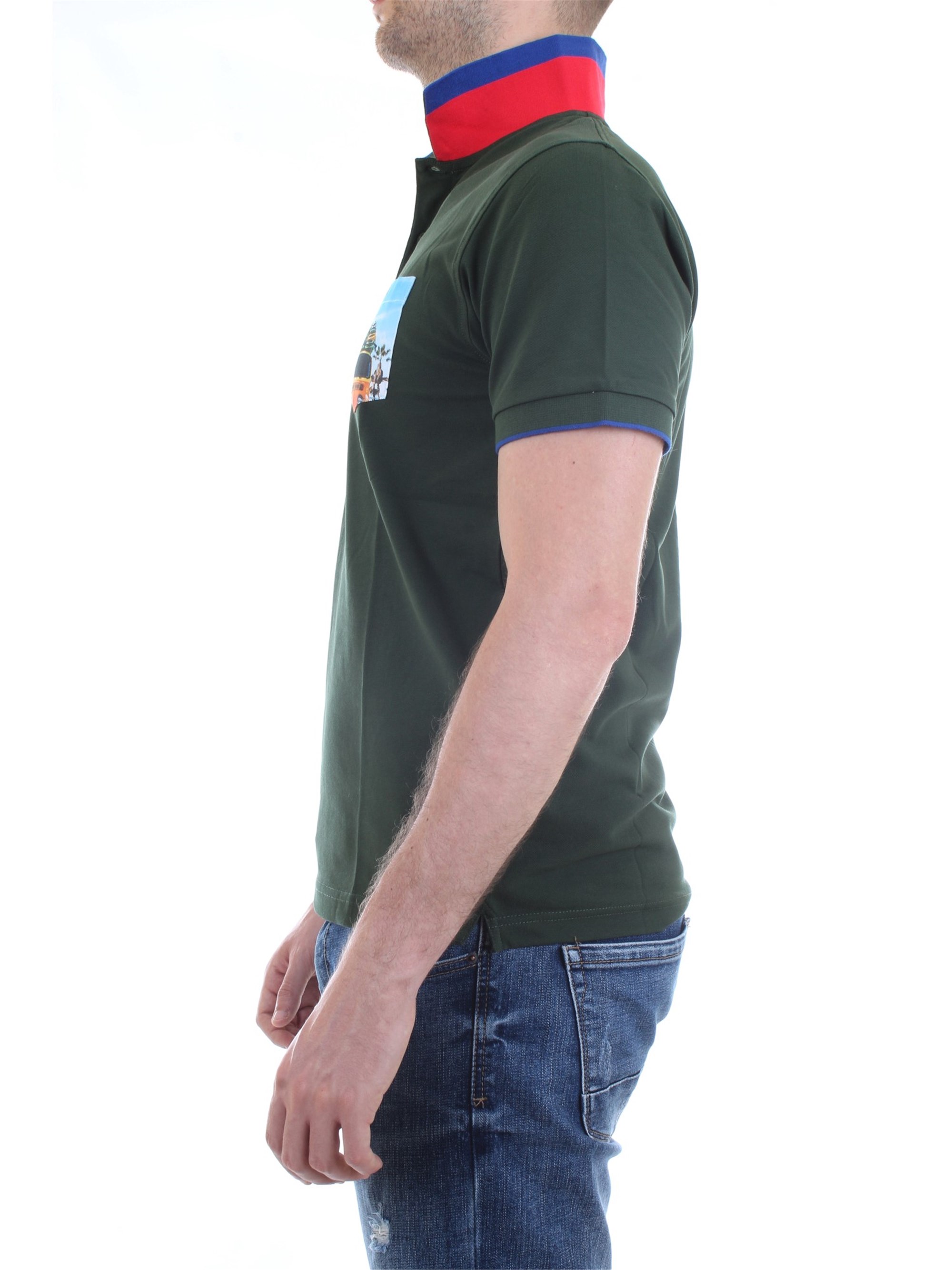 SUN68 A30118 Green Clothing Man Polo shirt SUN68 A30118 Green Clothing Man Polo shirt