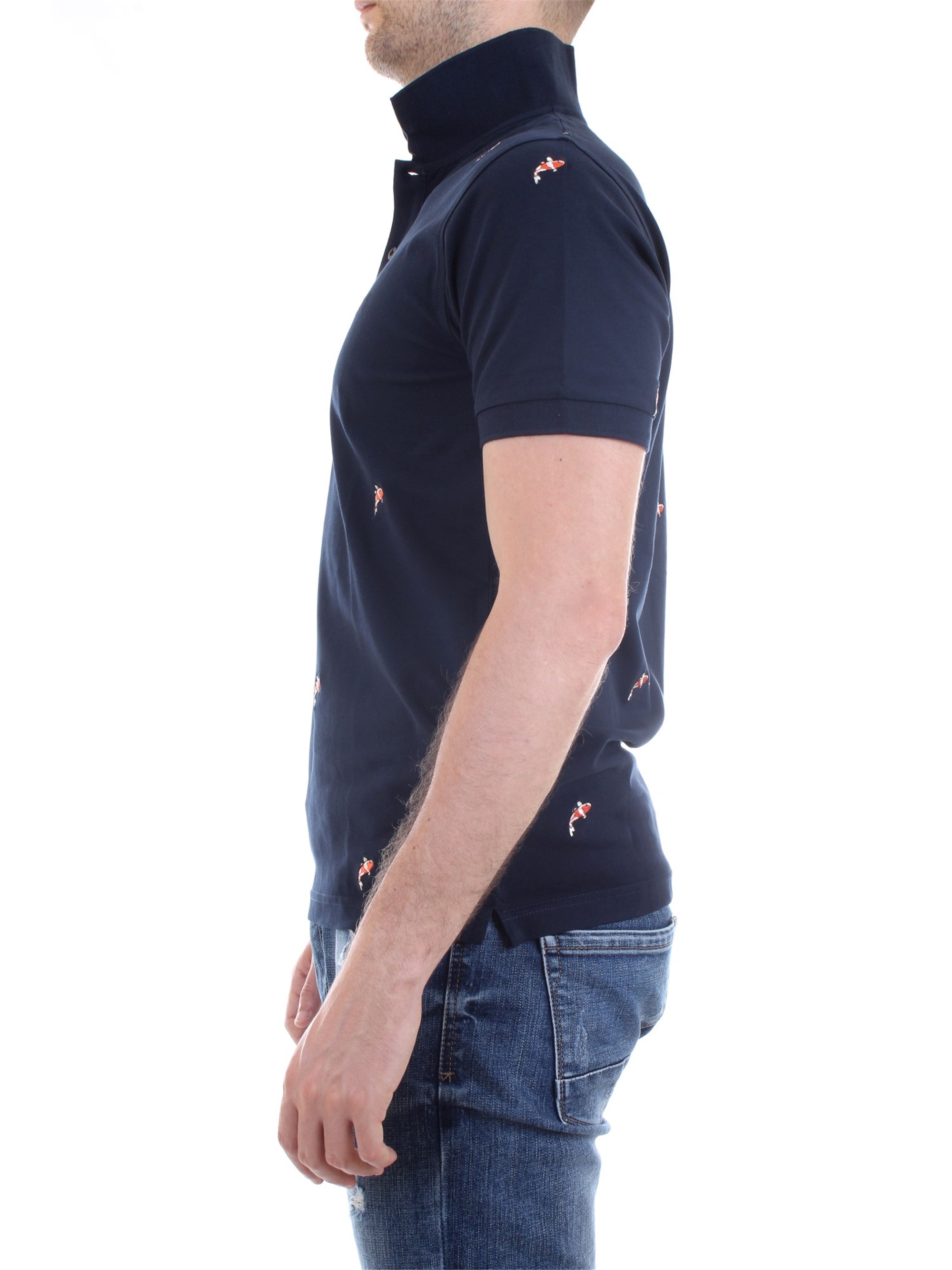 SUN68 A30120 Blue Clothing Man Polo shirt SUN68 A30120 Blue Clothing Man Polo shirt