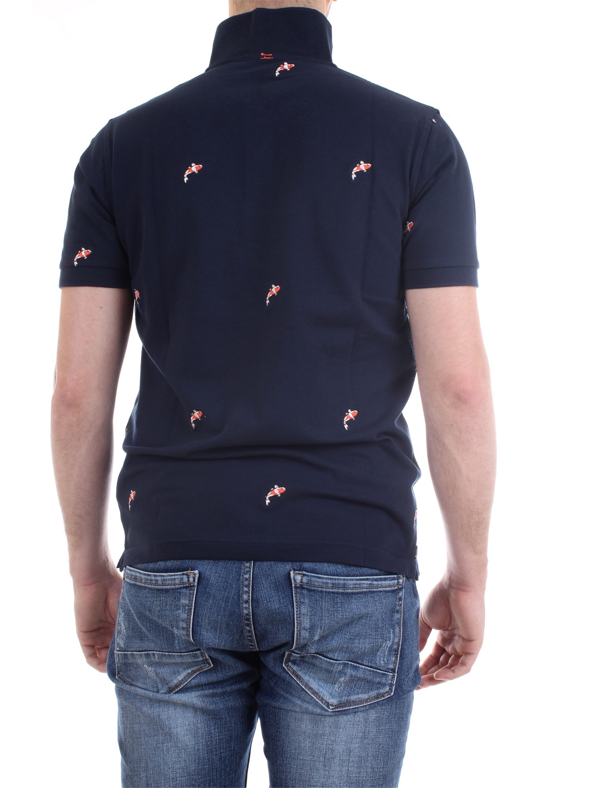 SUN68 A30120 Blue Clothing Man Polo shirt SUN68 A30120 Blue Clothing Man Polo shirt