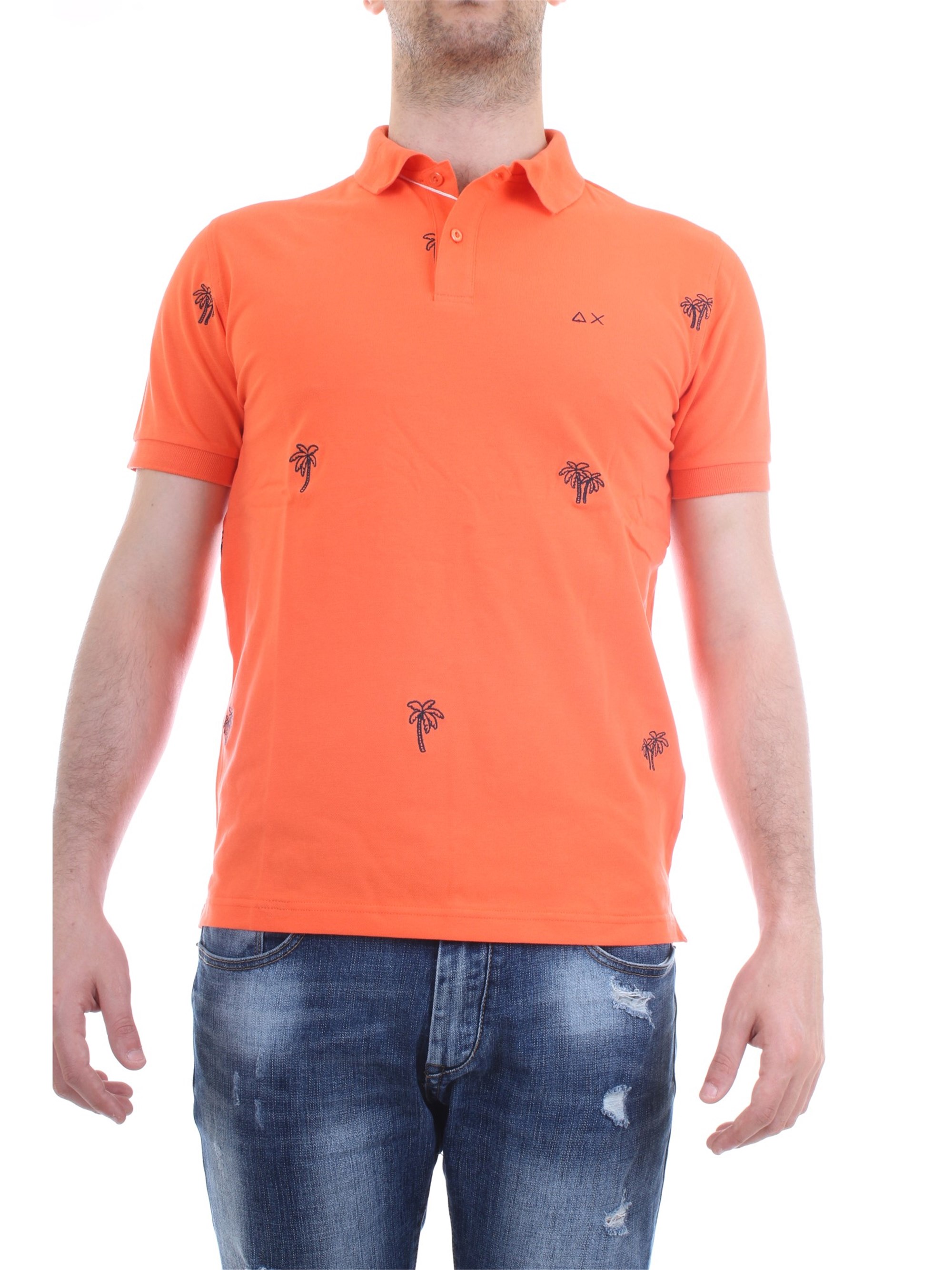 SUN68 A30120 Orange Clothing Man Polo shirt SUN68 A30120 Orange Clothing Man Polo shirt