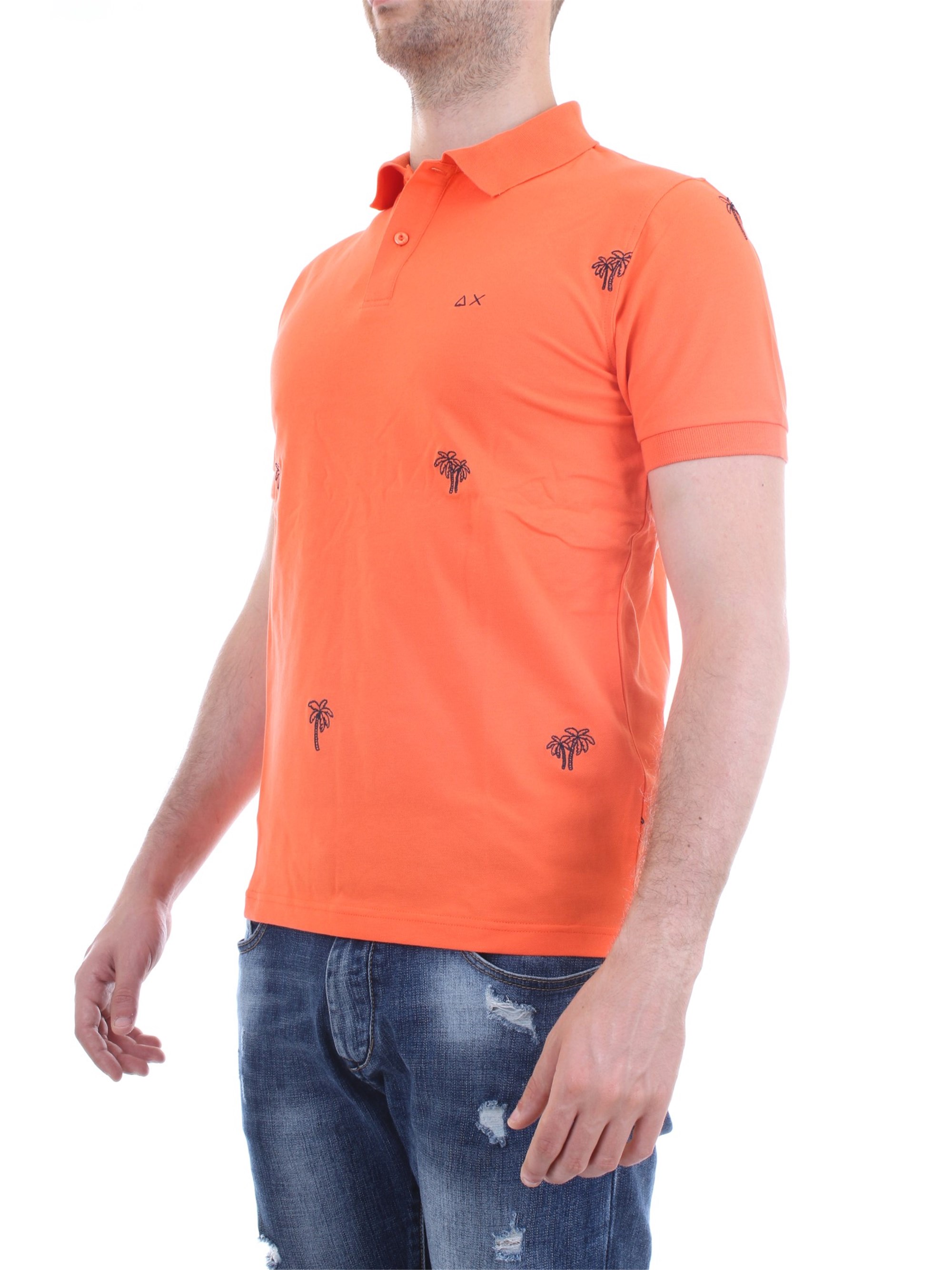 SUN68 A30120 Orange Clothing Man Polo shirt SUN68 A30120 Orange Clothing Man Polo shirt