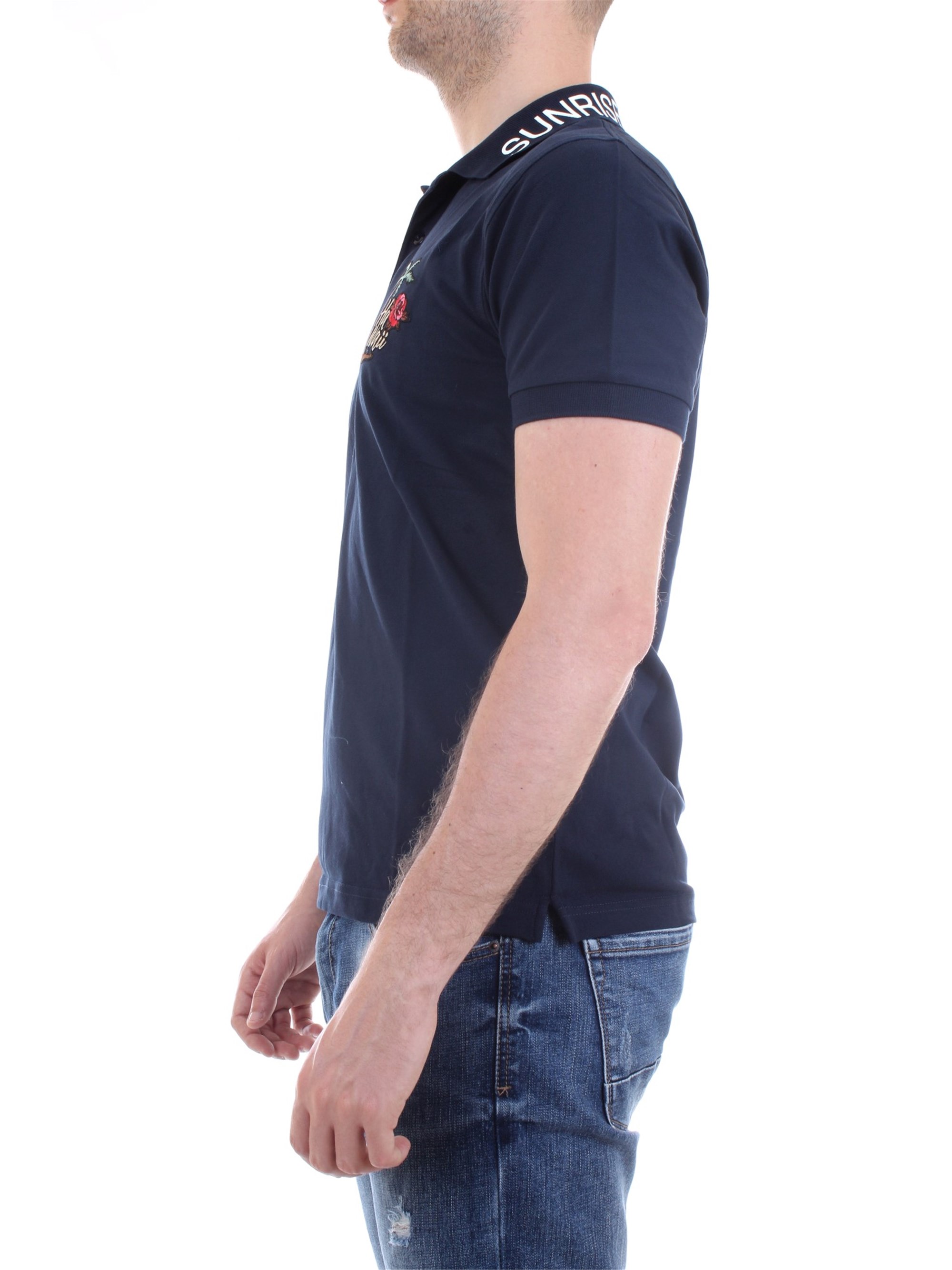 SUN68 A30125 Blue Clothing Man Polo shirt SUN68 A30125 Blue Clothing Man Polo shirt