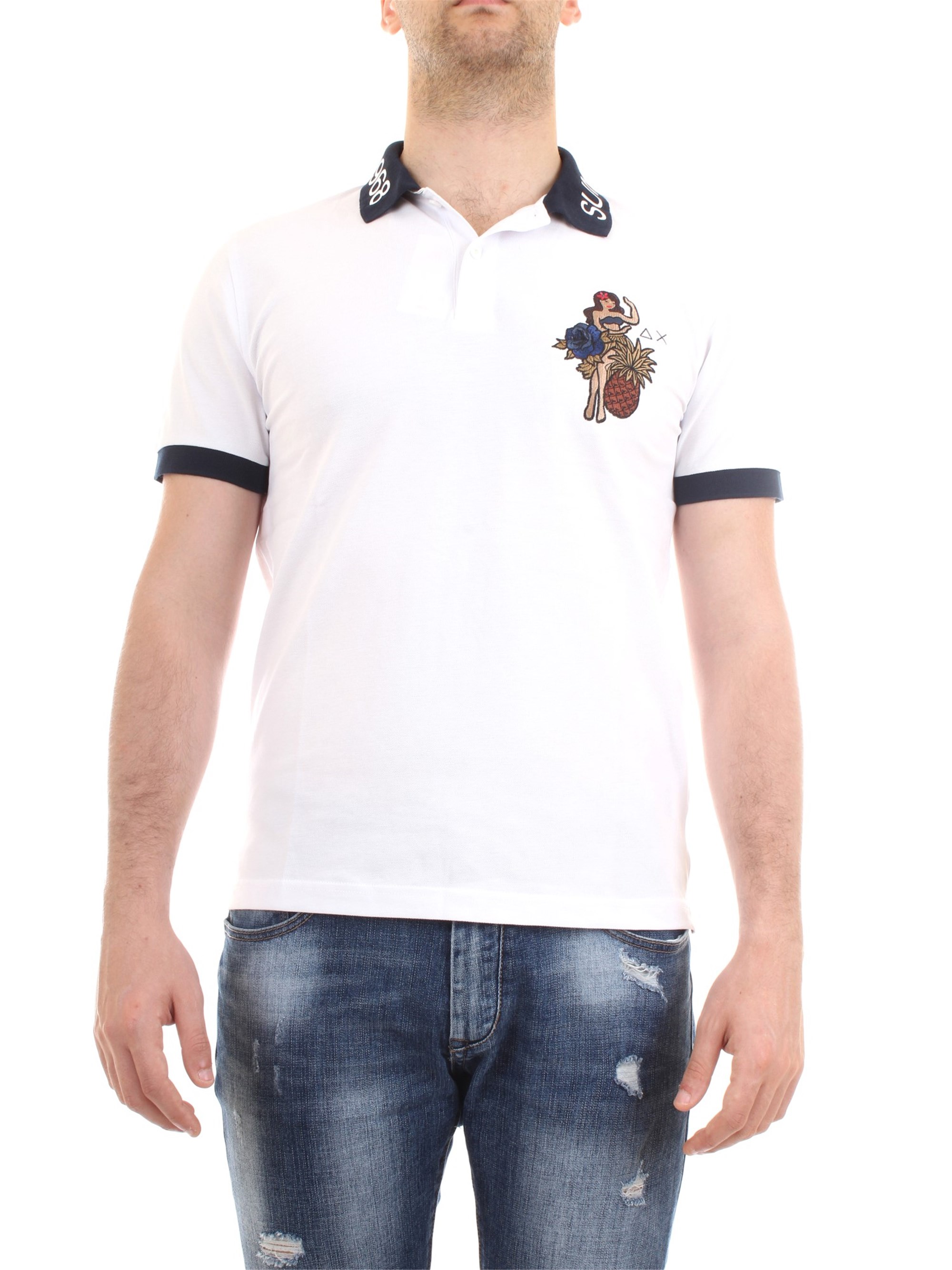 SUN68 A30125 White Clothing Man Polo shirt SUN68 A30125 White Clothing Man Polo shirt