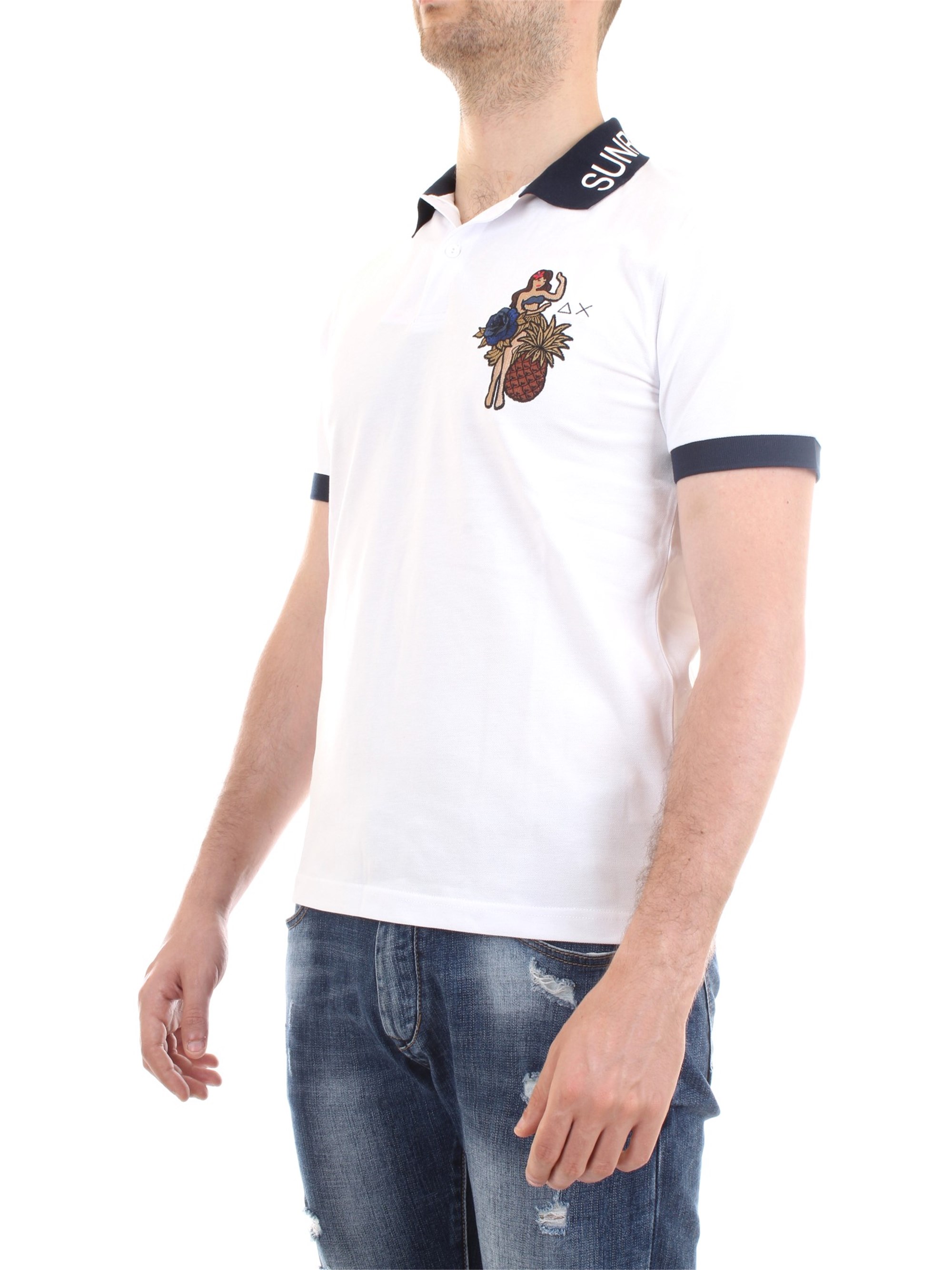 SUN68 A30125 White Clothing Man Polo shirt SUN68 A30125 White Clothing Man Polo shirt