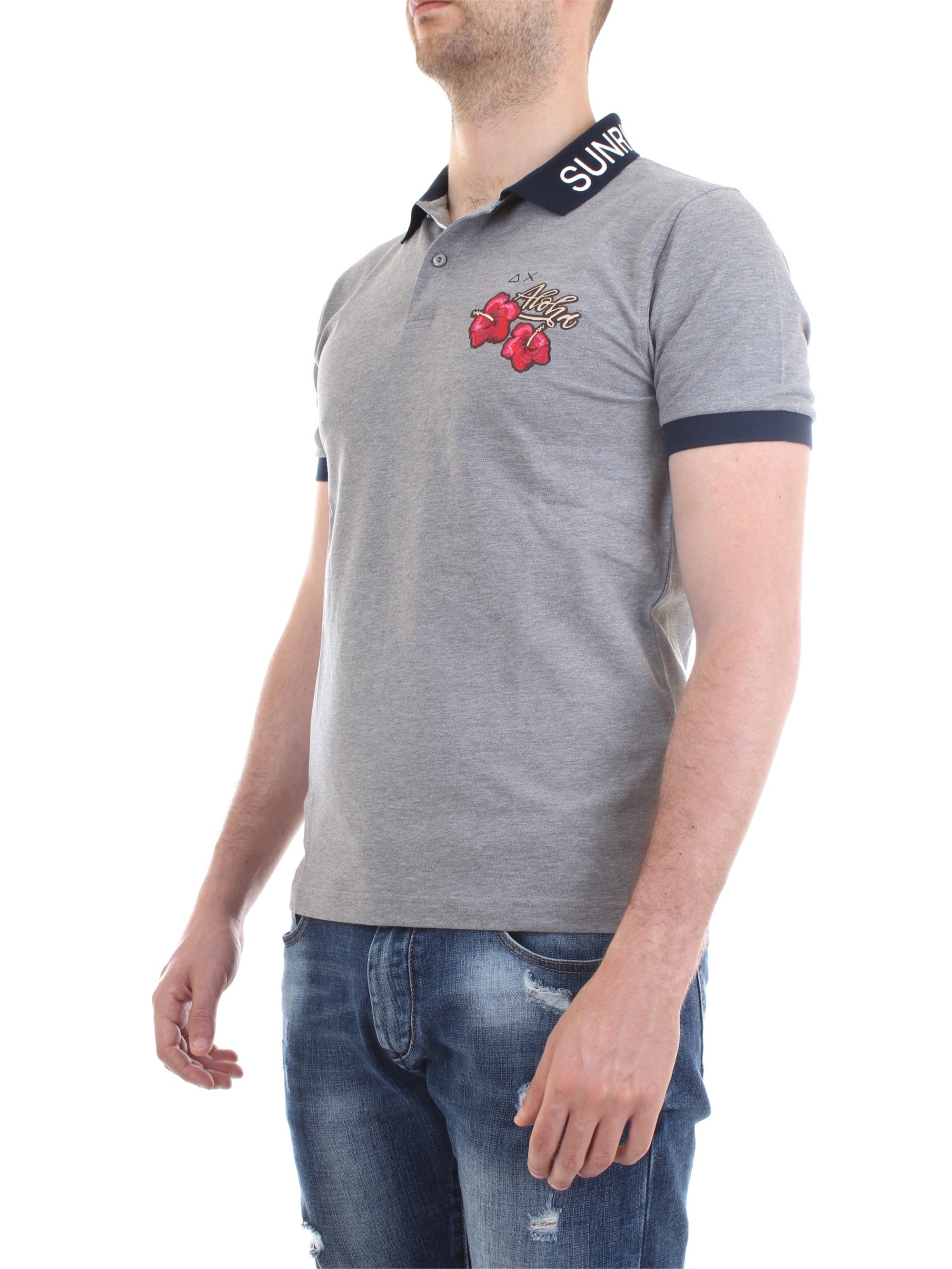 SUN68 A30125 Grey Clothing Man Polo shirt SUN68 A30125 Grey Clothing Man Polo shirt
