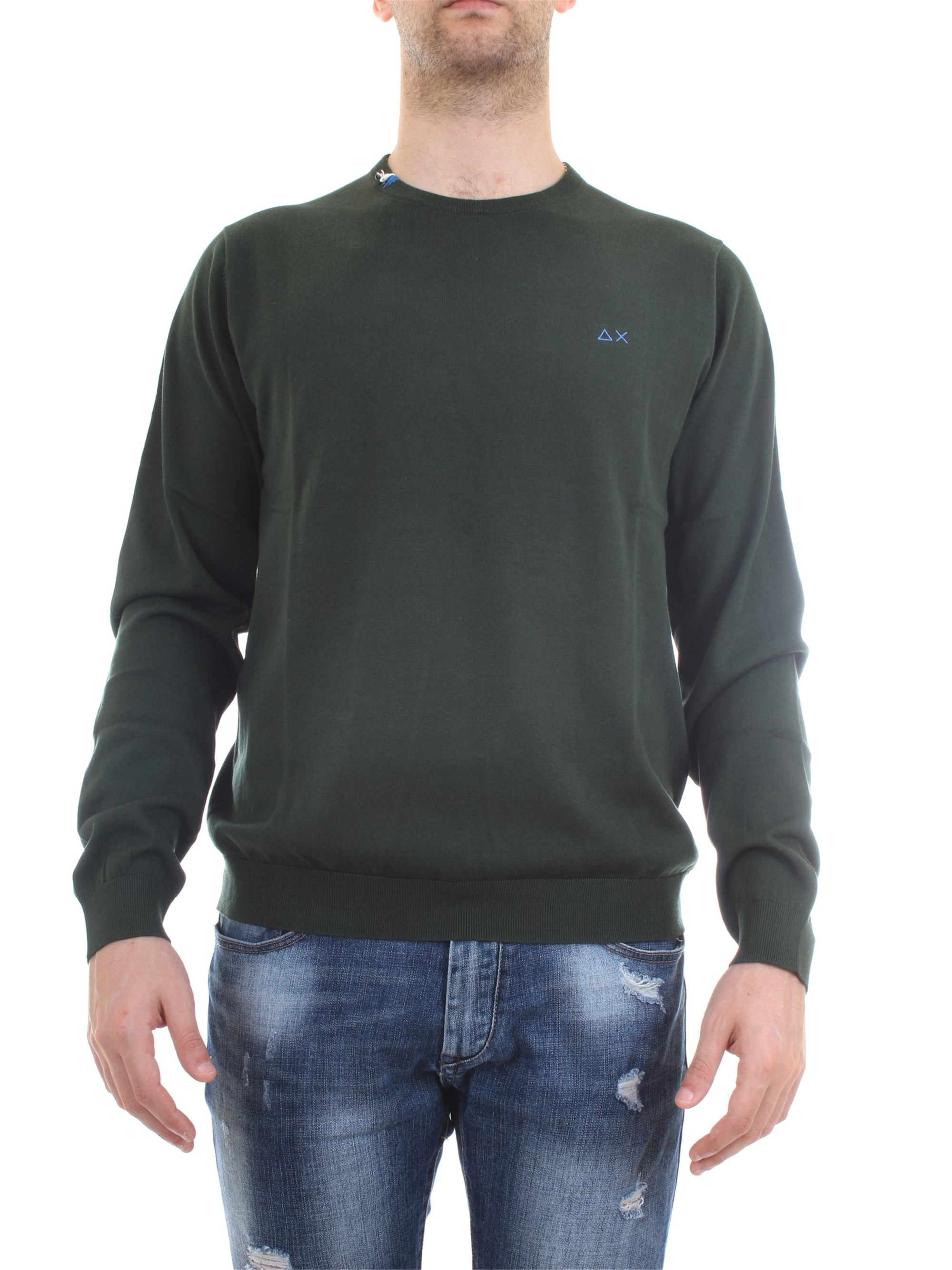 SUN68 K30101 Green Clothing Man Pullover SUN68 K30101 Green Clothing Man Pullover