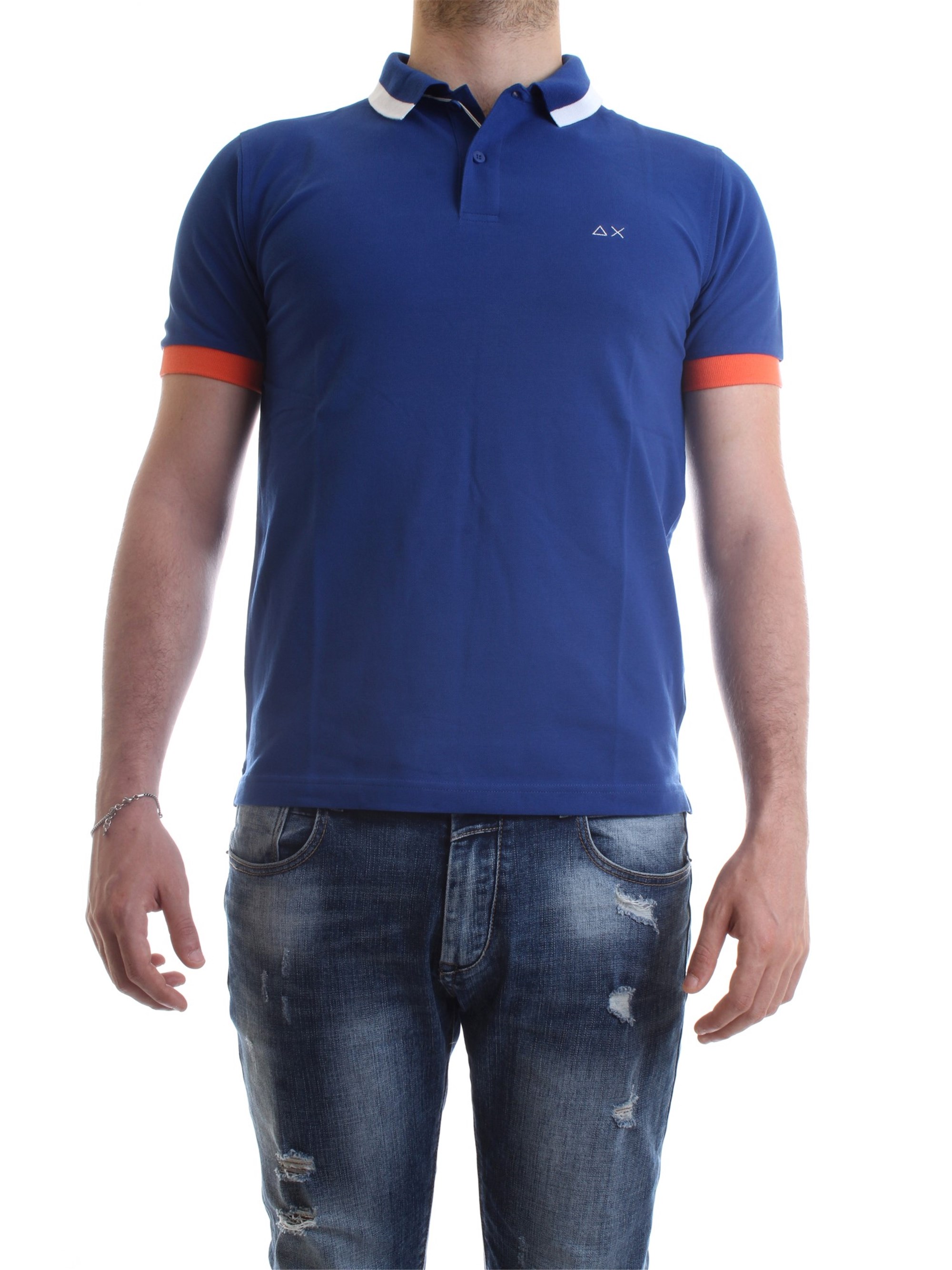 SUN68 A30107 Royal Clothing Man Polo shirt SUN68 A30107 Royal Clothing Man Polo shirt