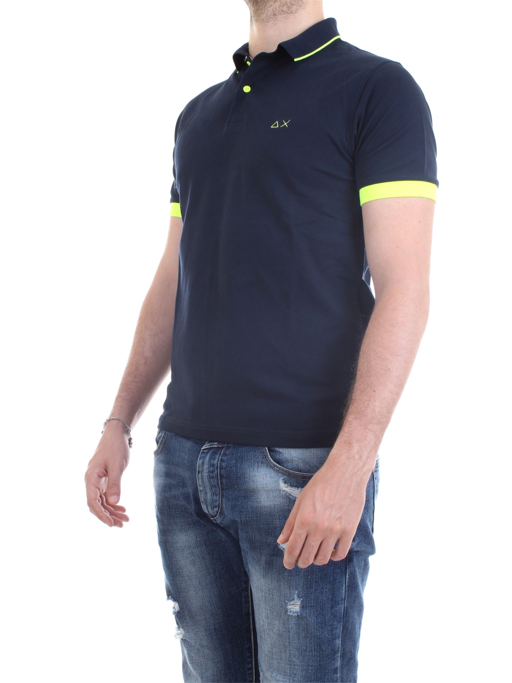 SUN68 A30114 Blue Clothing Man Polo shirt SUN68 A30114 Blue Clothing Man Polo shirt