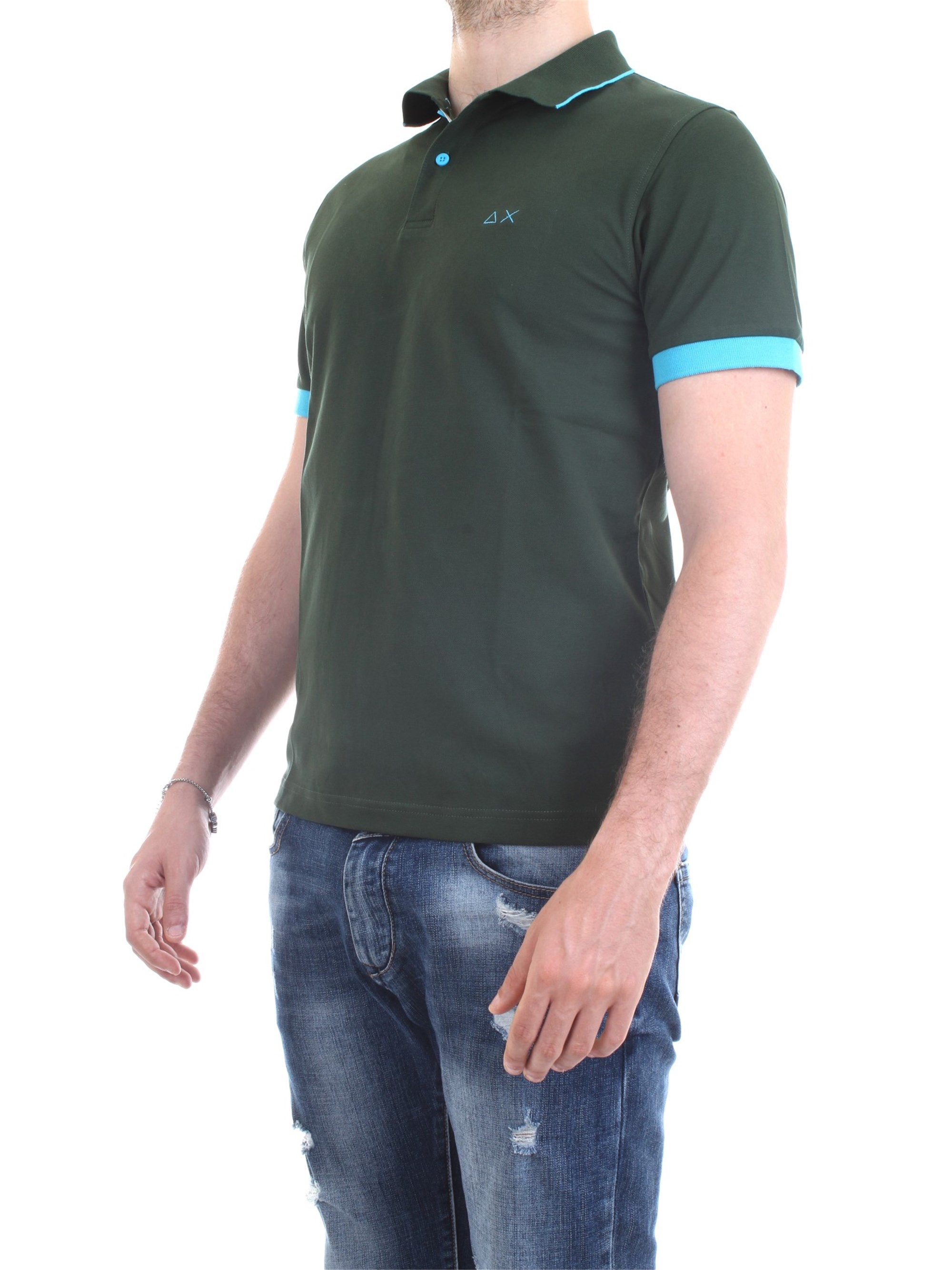 SUN68 A30114 Green Clothing Man Polo shirt SUN68 A30114 Green Clothing Man Polo shirt