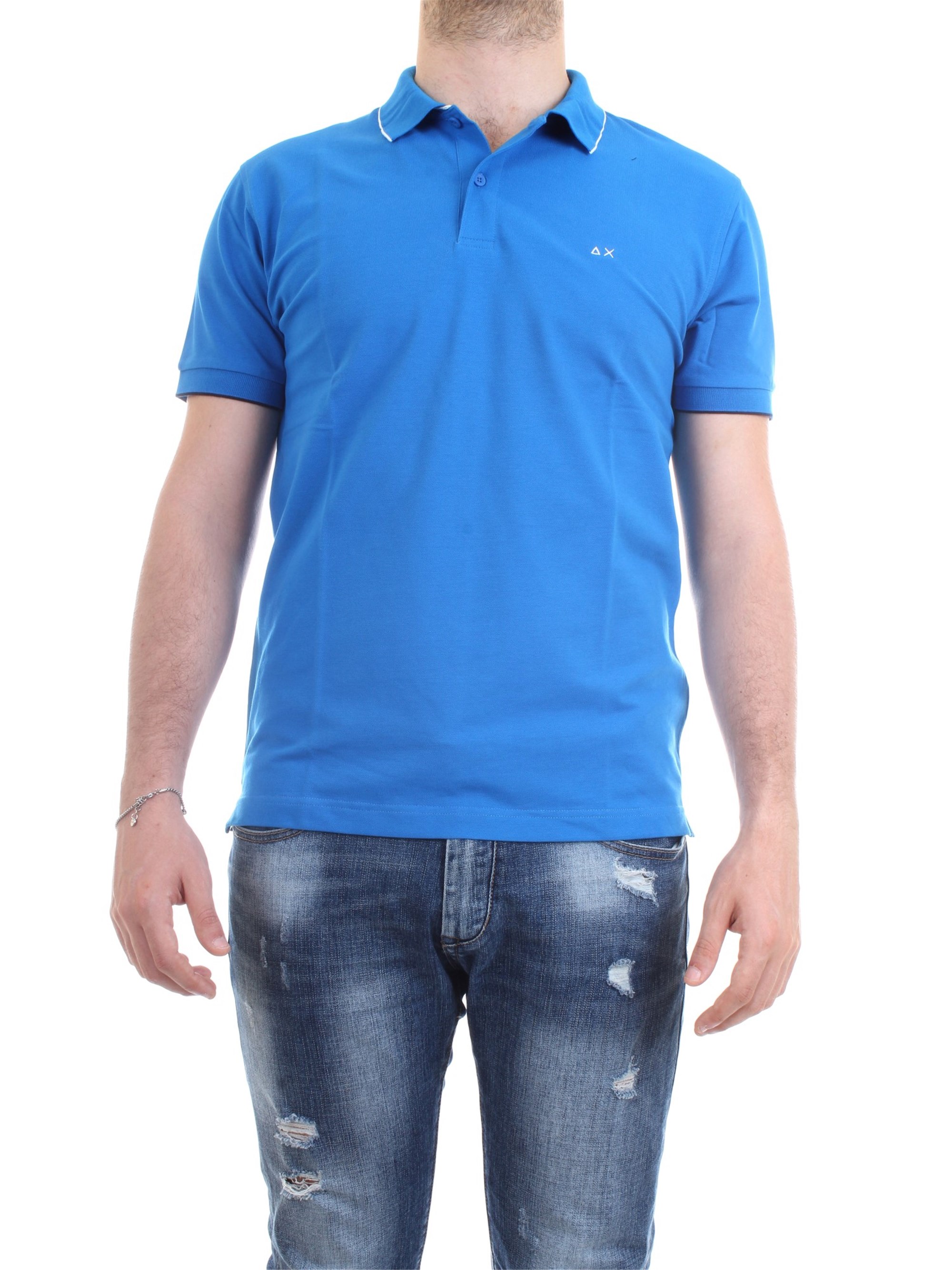 SUN68 A19106 Royal Clothing Man Polo shirt SUN68 A19106 Royal Clothing Man Polo shirt
