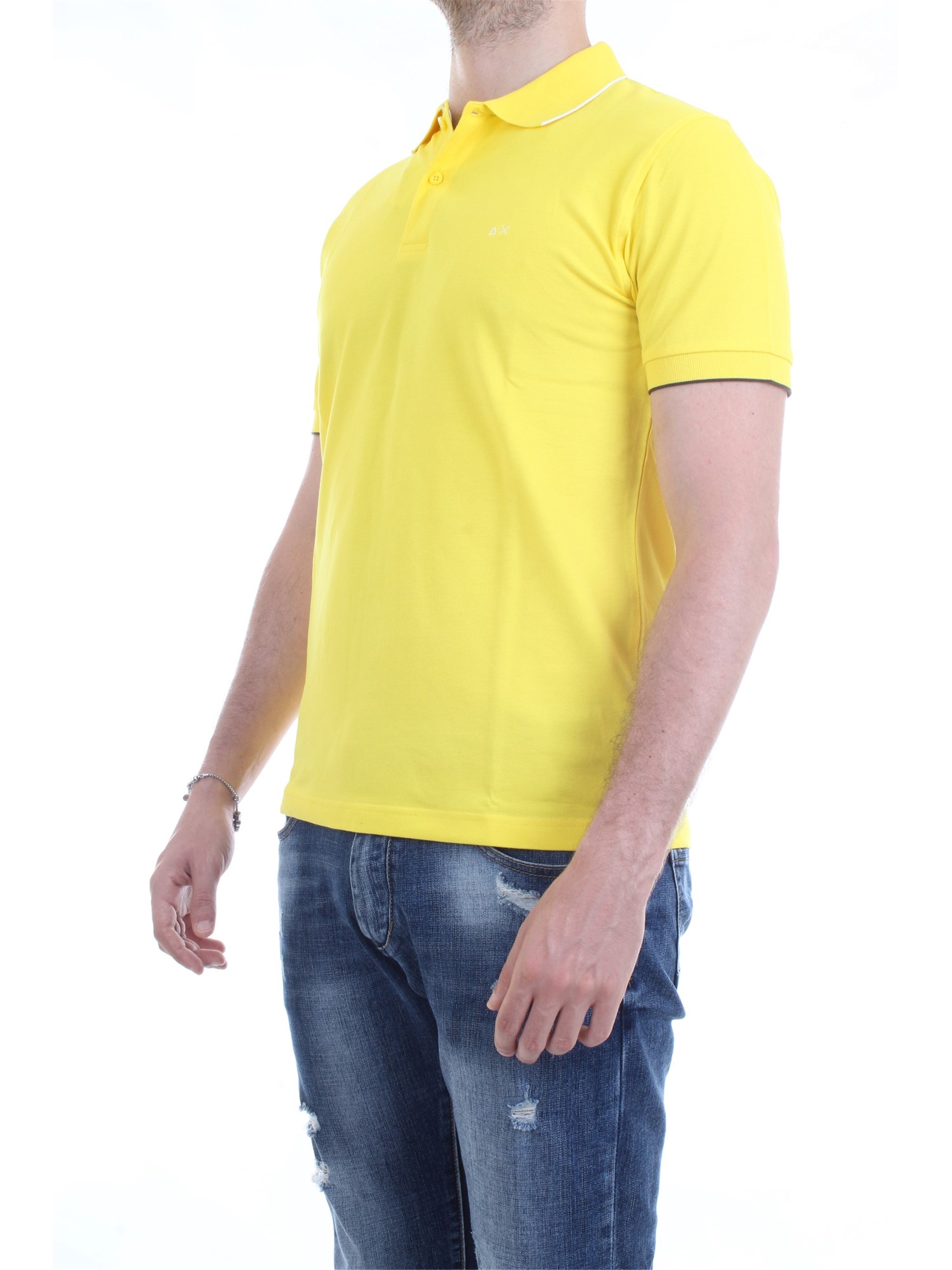 SUN68 A19106 Yellow Clothing Man Polo shirt SUN68 A19106 Yellow Clothing Man Polo shirt