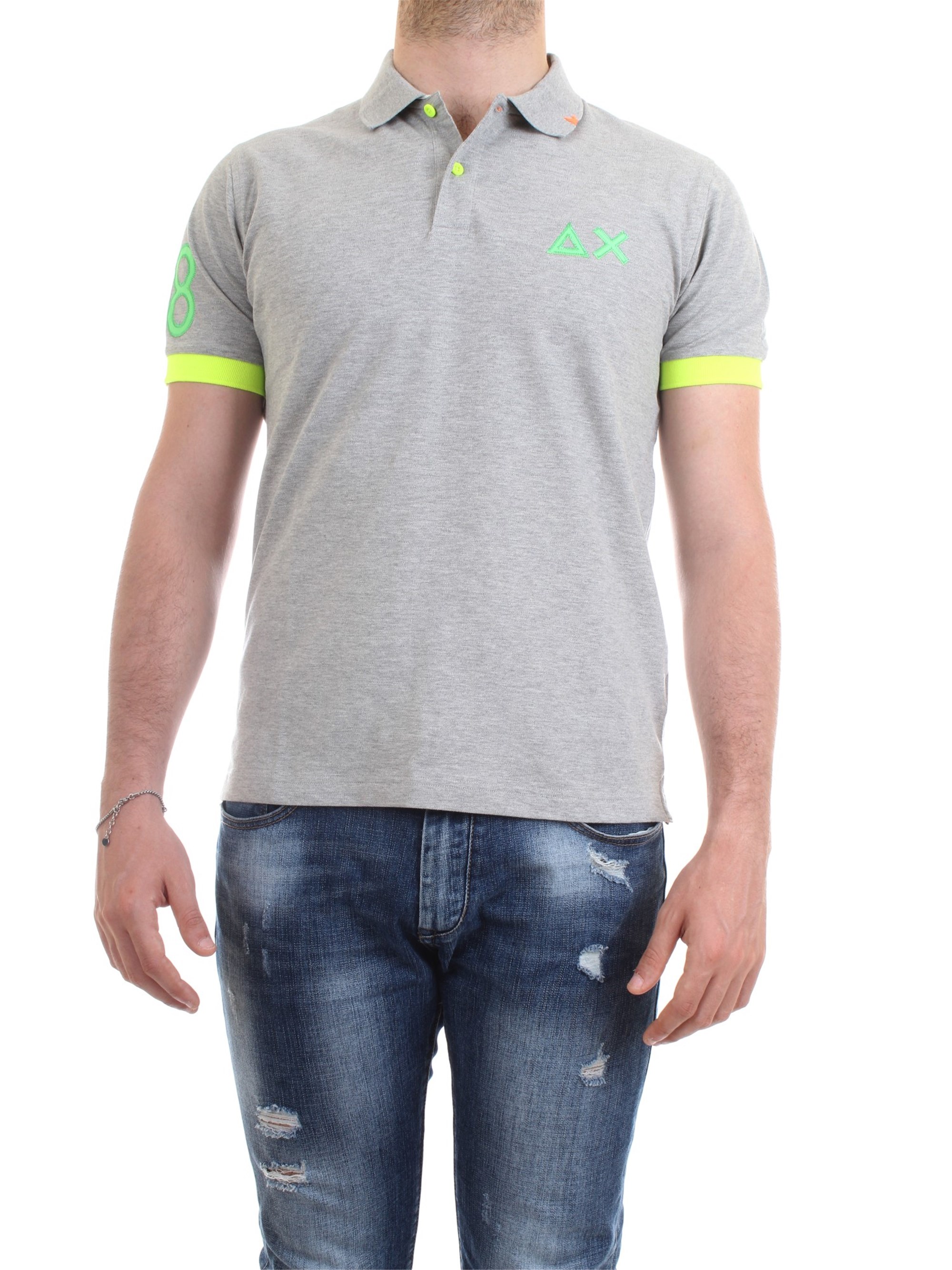 SUN68 A19118 Grey Clothing Man Polo shirt SUN68 A19118 Grey Clothing Man Polo shirt