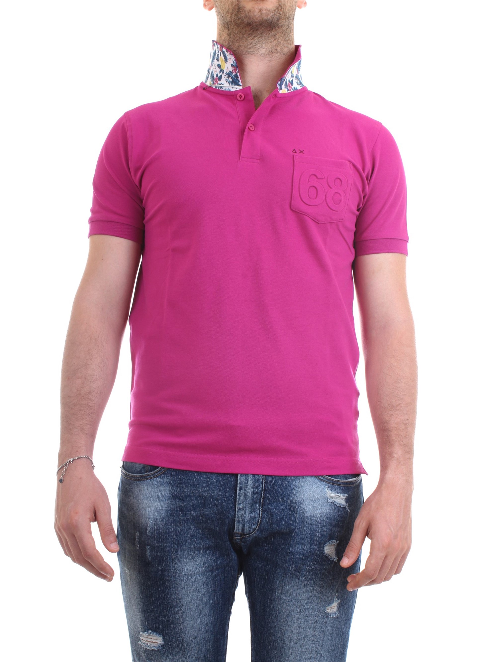 SUN68 A19105 Fuchsia Clothing Man Polo shirt SUN68 A19105 Fuchsia Clothing Man Polo shirt