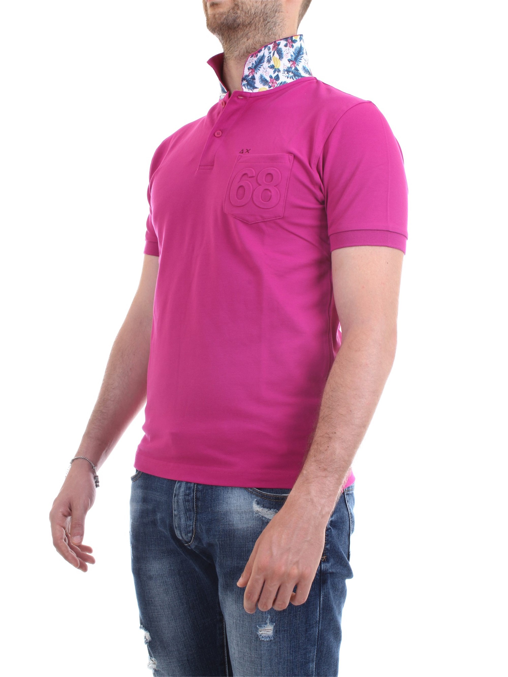 SUN68 A19105 Fuchsia Clothing Man Polo shirt SUN68 A19105 Fuchsia Clothing Man Polo shirt