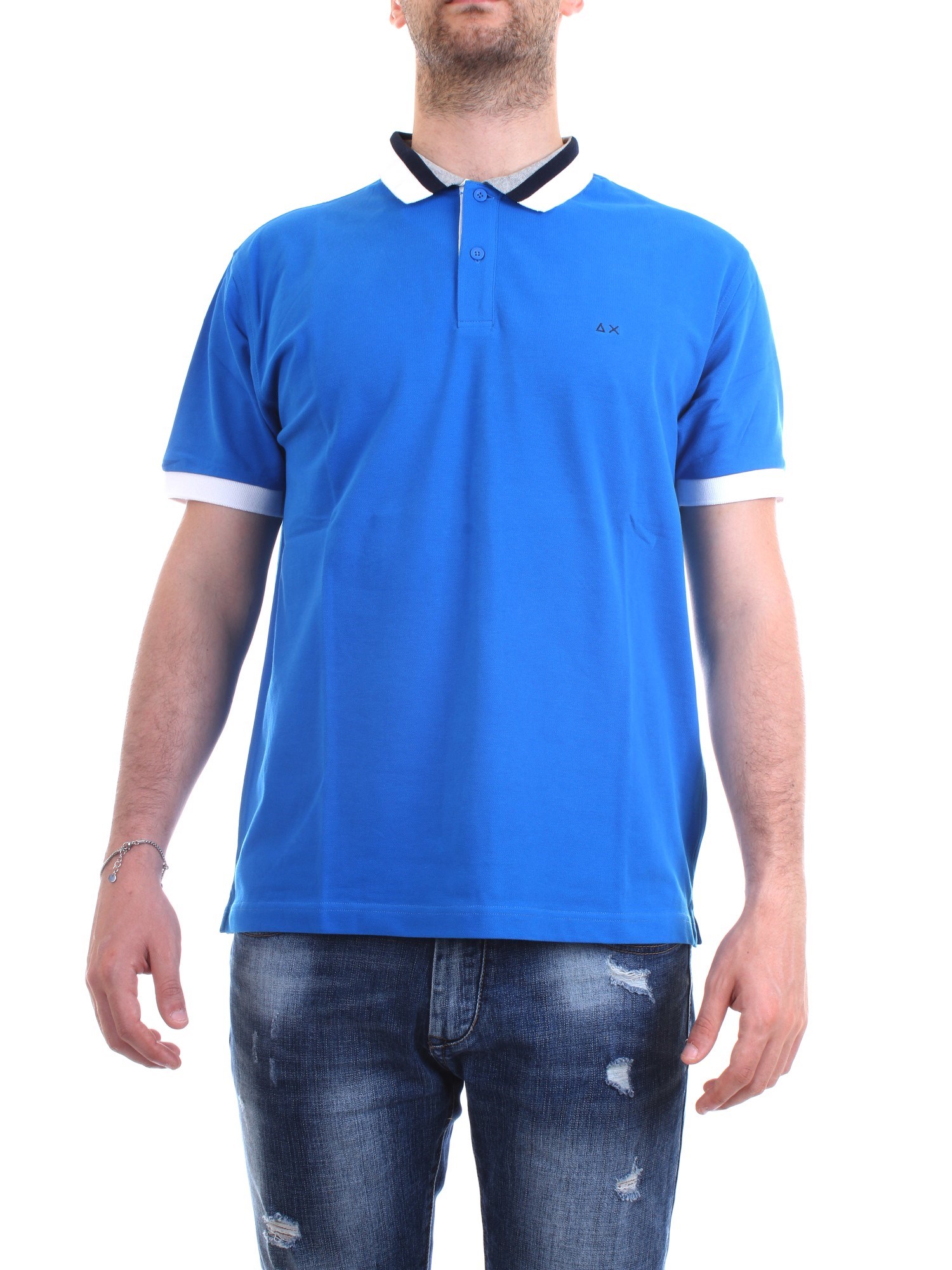 SUN68 A19109 Royal Clothing Man Polo shirt SUN68 A19109 Royal Clothing Man Polo shirt