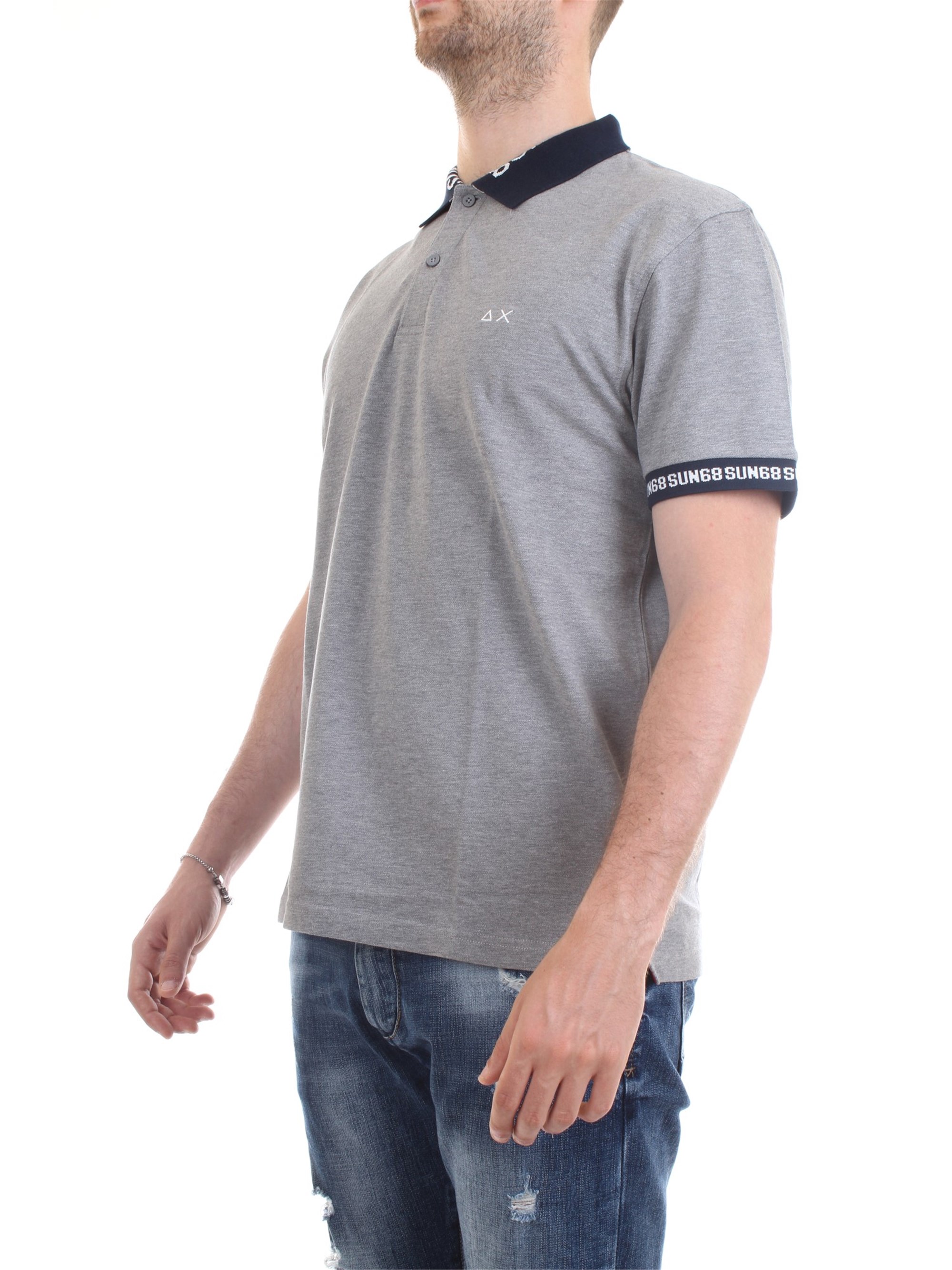 SUN68 A19126 Grey Clothing Man Polo shirt SUN68 A19126 Grey Clothing Man Polo shirt