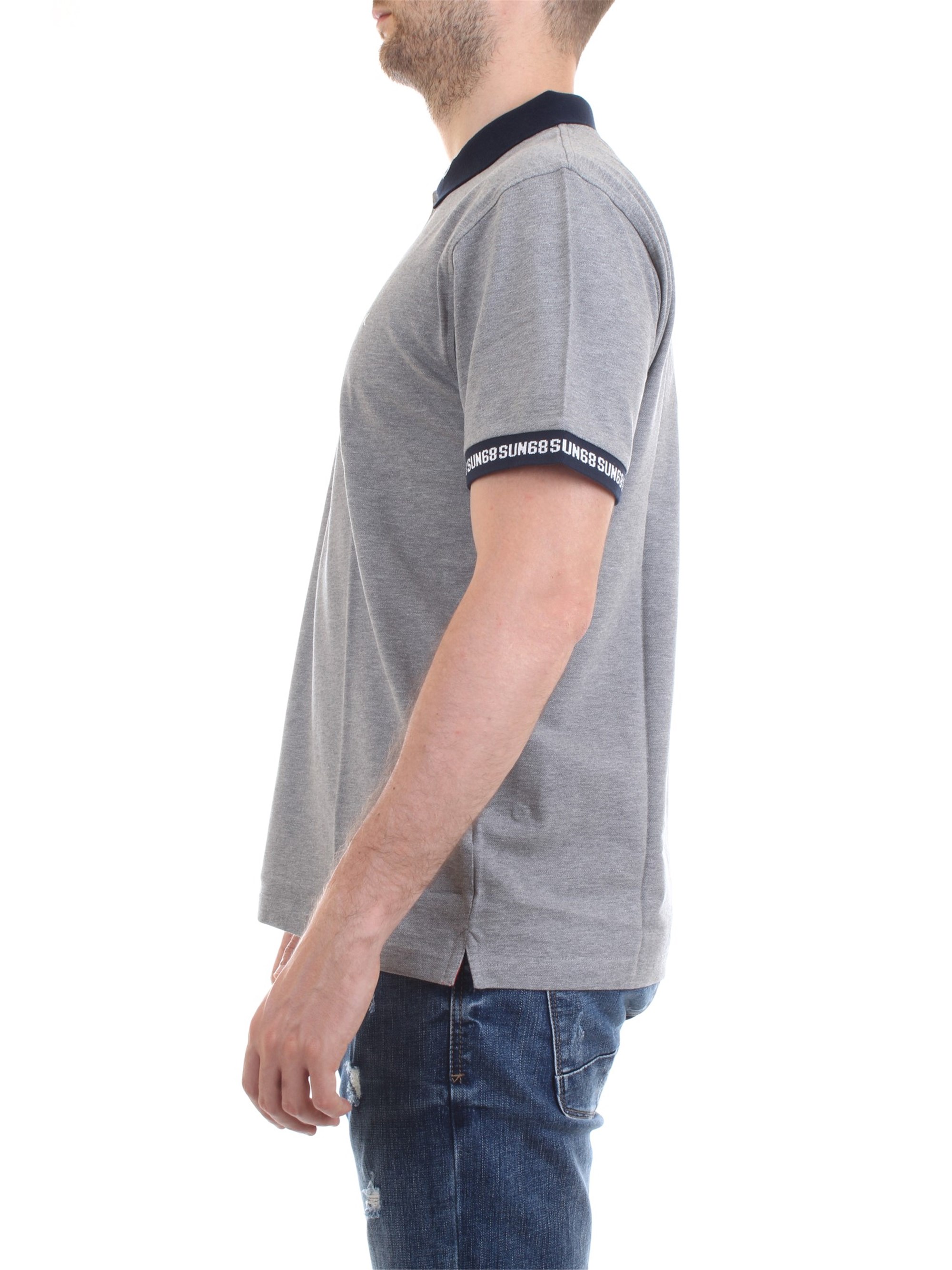 SUN68 A19126 Grey Clothing Man Polo shirt SUN68 A19126 Grey Clothing Man Polo shirt
