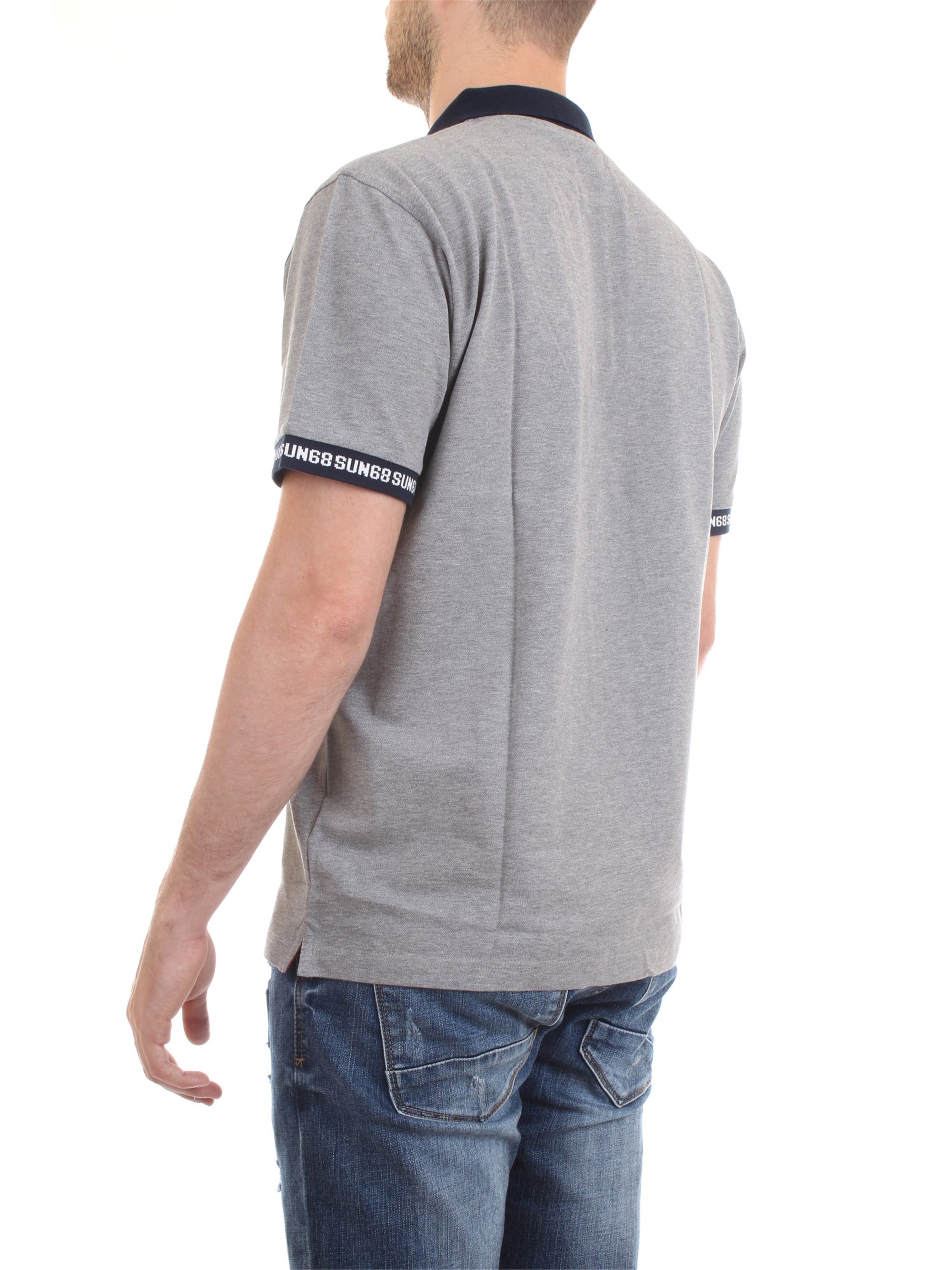 SUN68 A19126 Grey Clothing Man Polo shirt SUN68 A19126 Grey Clothing Man Polo shirt
