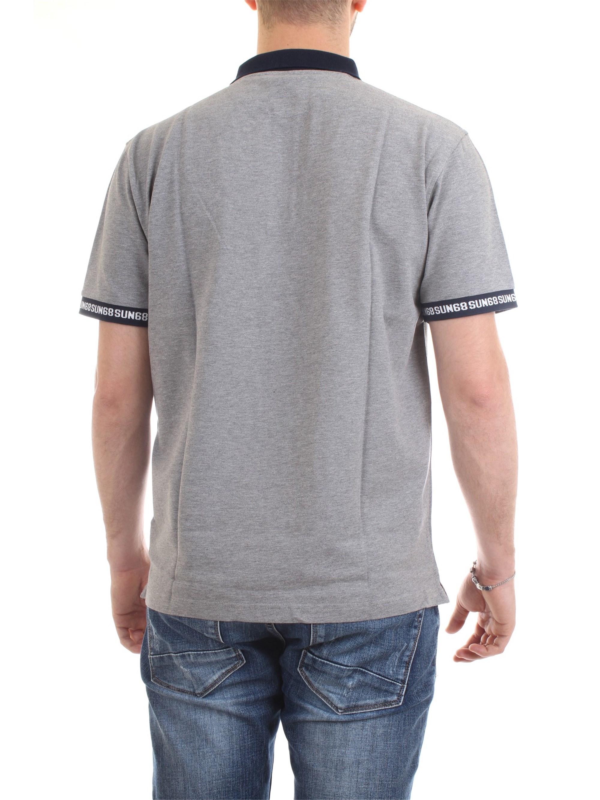 SUN68 A19126 Grey Clothing Man Polo shirt SUN68 A19126 Grey Clothing Man Polo shirt