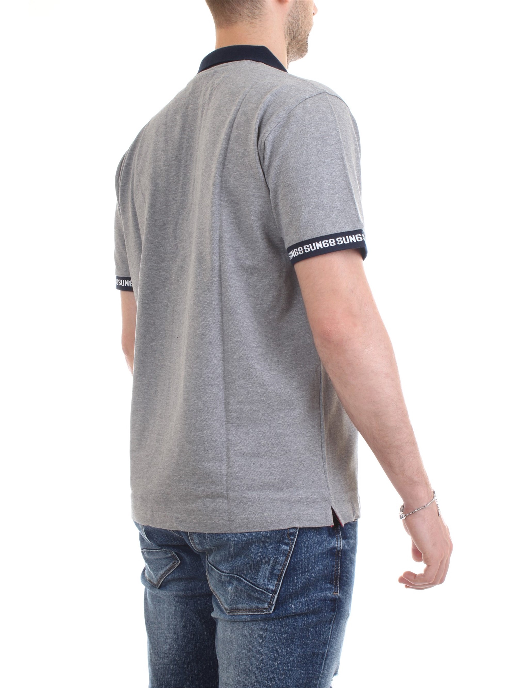 SUN68 A19126 Grey Clothing Man Polo shirt SUN68 A19126 Grey Clothing Man Polo shirt