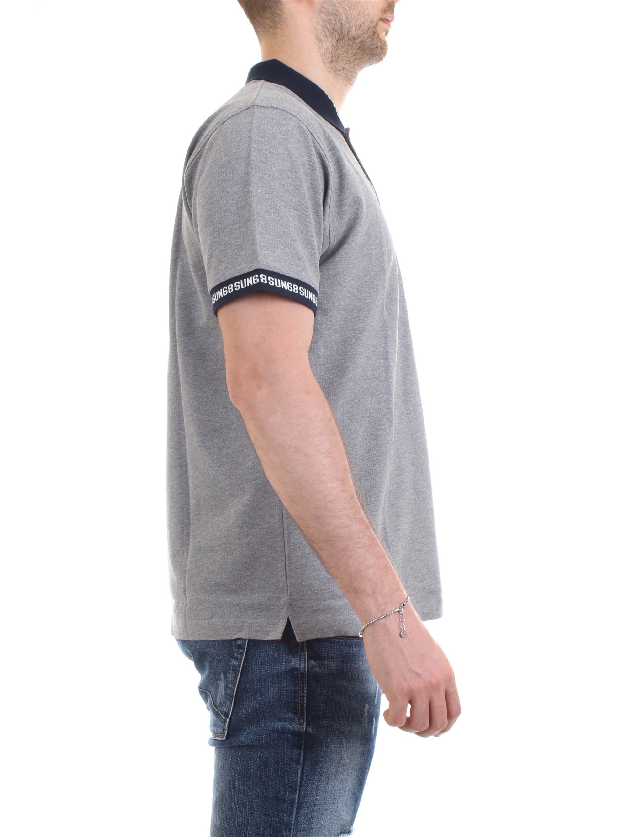 SUN68 A19126 Grey Clothing Man Polo shirt SUN68 A19126 Grey Clothing Man Polo shirt