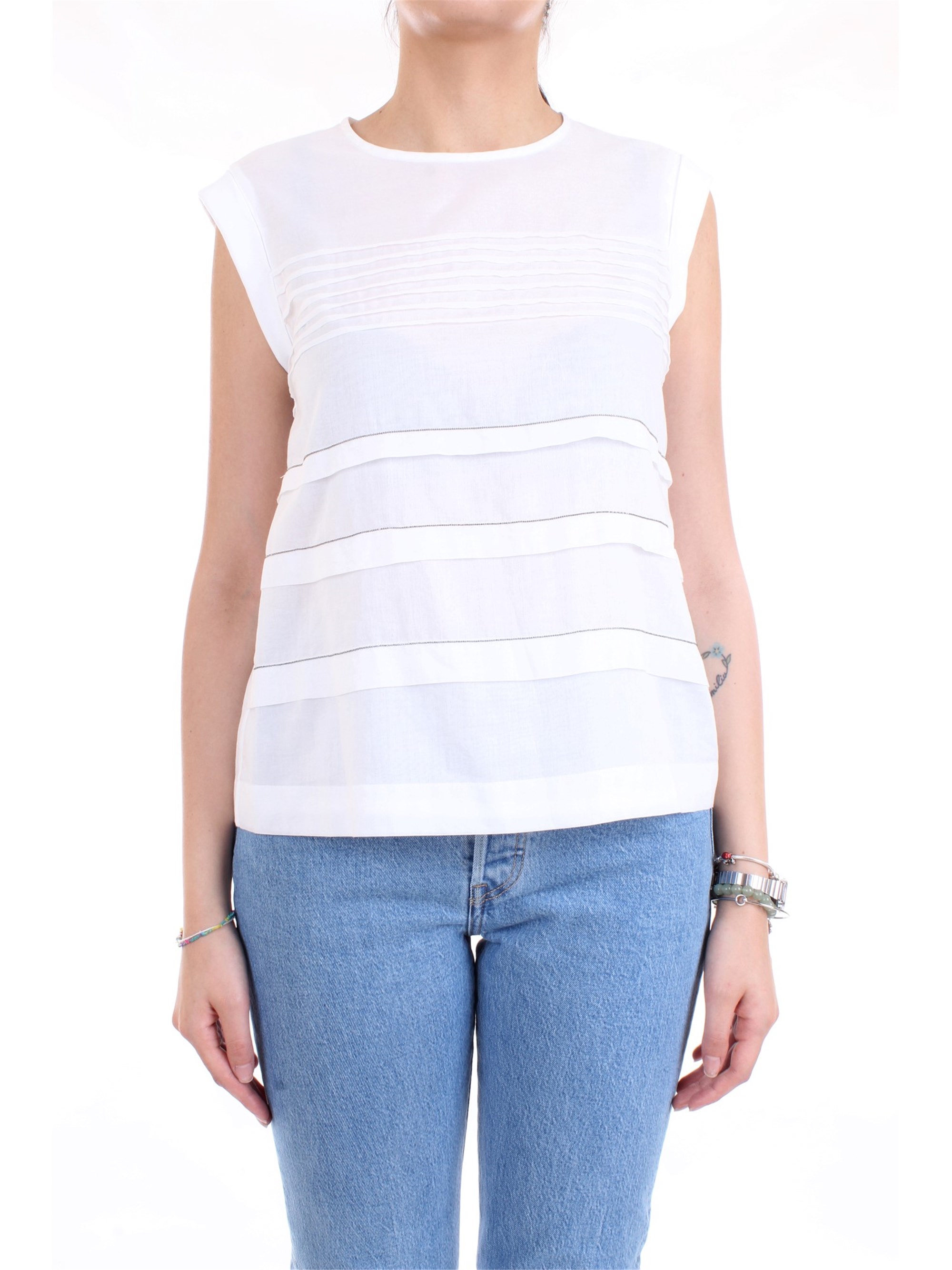 Cappellini By Peserico M08166L1 White Clothing Woman Top Cappellini By Peserico M08166L1 White Clothing Woman Top
