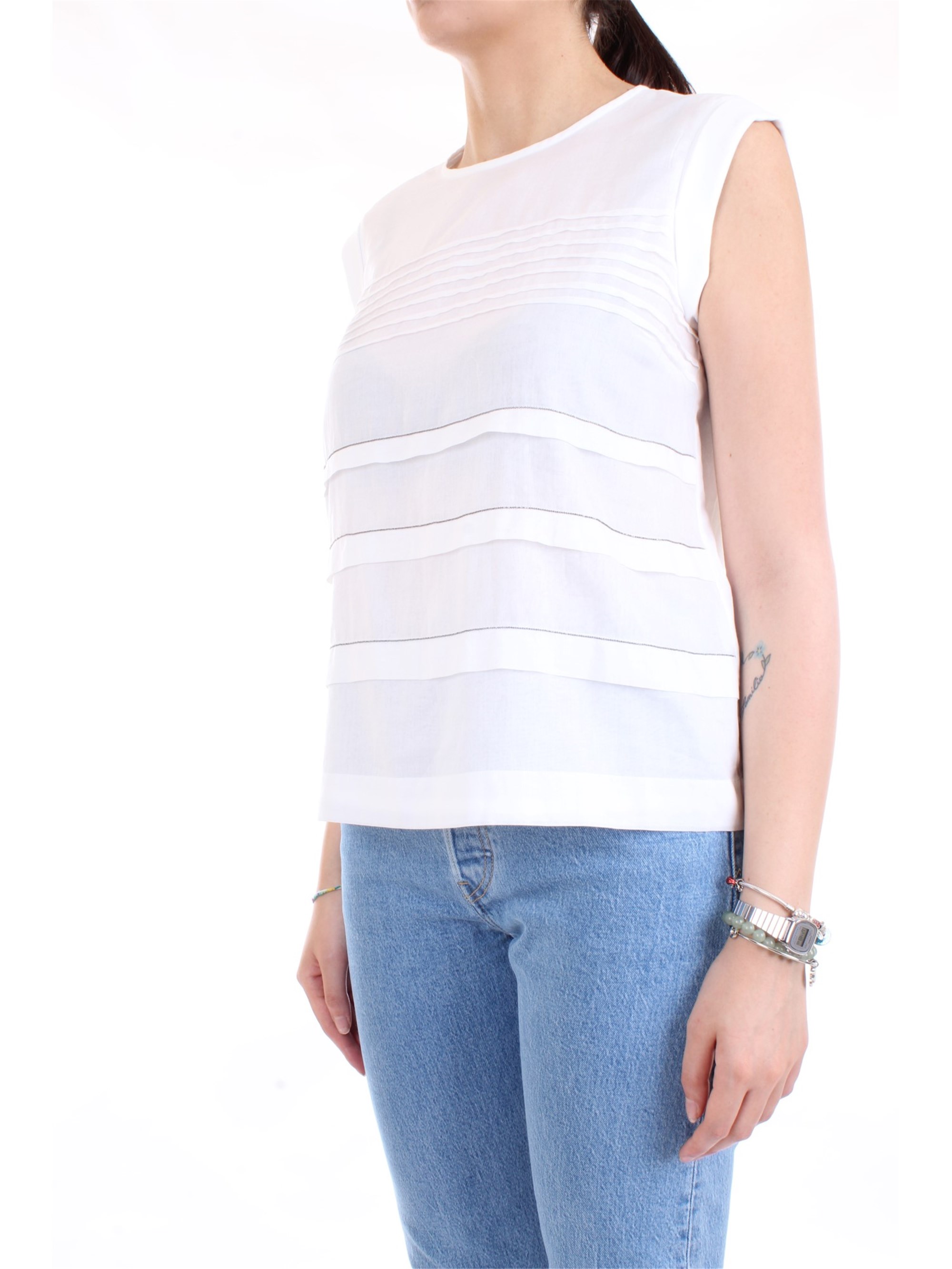Cappellini By Peserico M08166L1 White Clothing Woman Top Cappellini By Peserico M08166L1 White Clothing Woman Top
