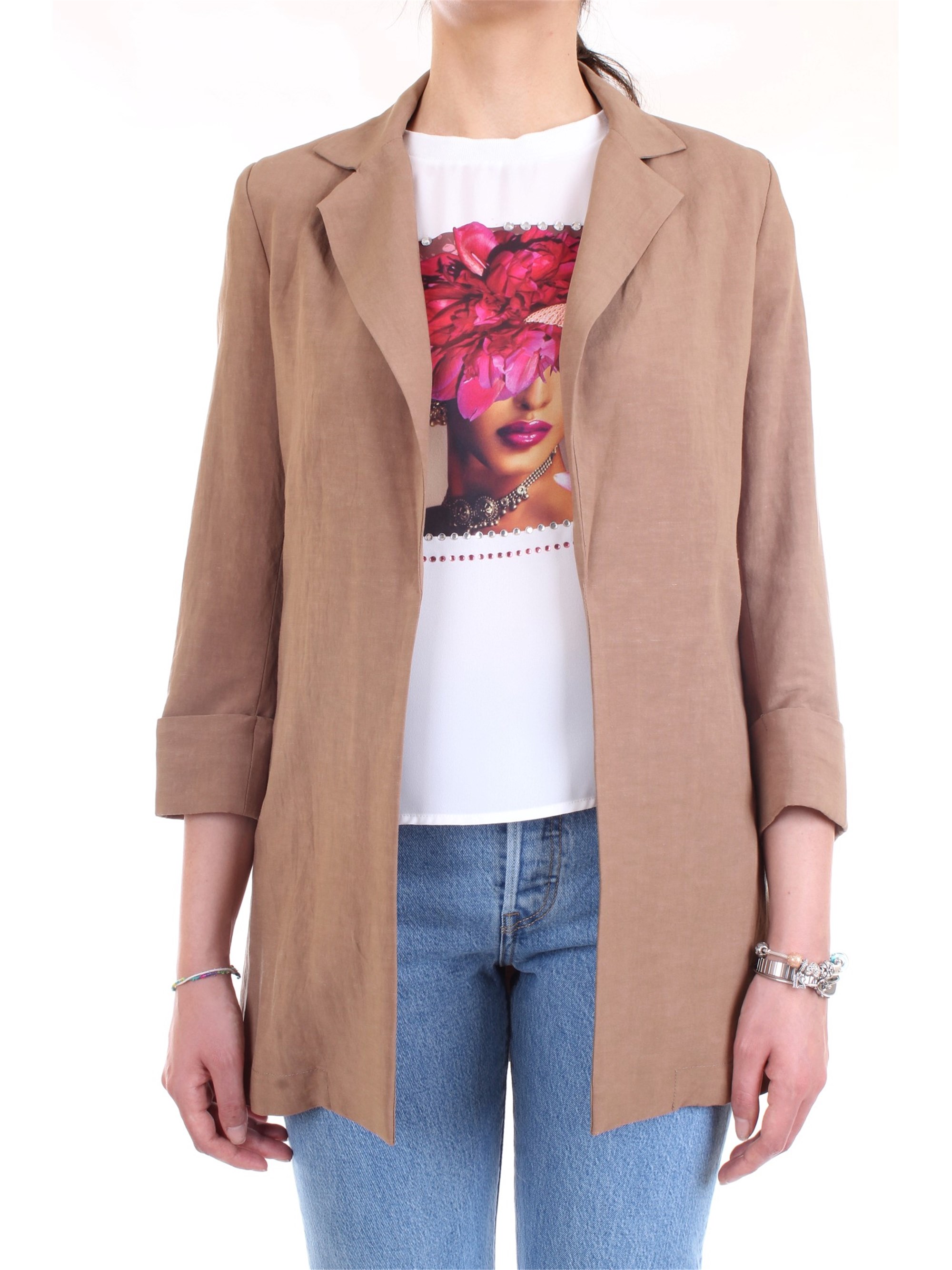 LANACAPRINA PF2304 Beige Clothing Woman Jacket LANACAPRINA PF2304 Beige Clothing Woman Jacket