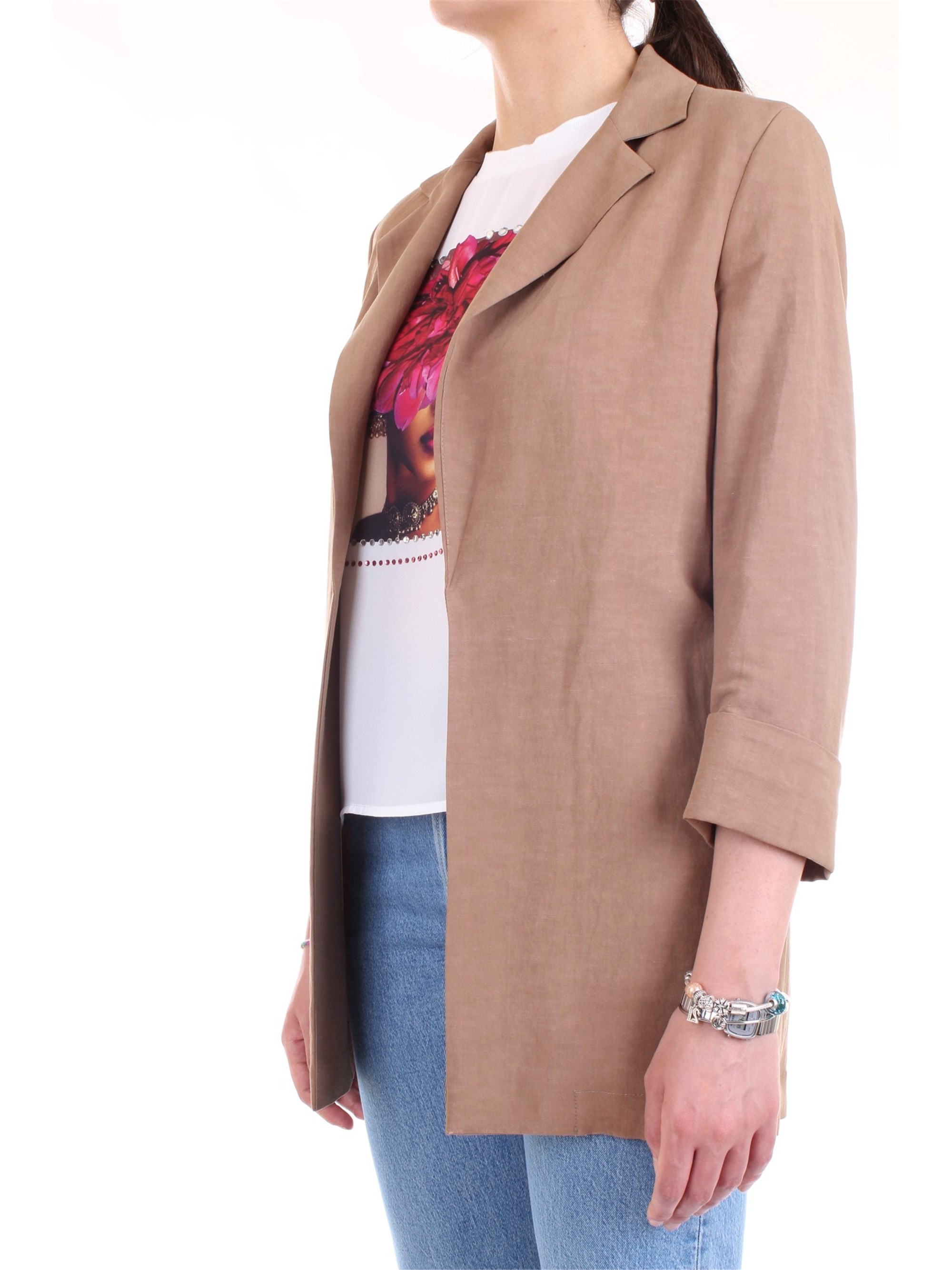 LANACAPRINA PF2304 Beige Clothing Woman Jacket LANACAPRINA PF2304 Beige Clothing Woman Jacket