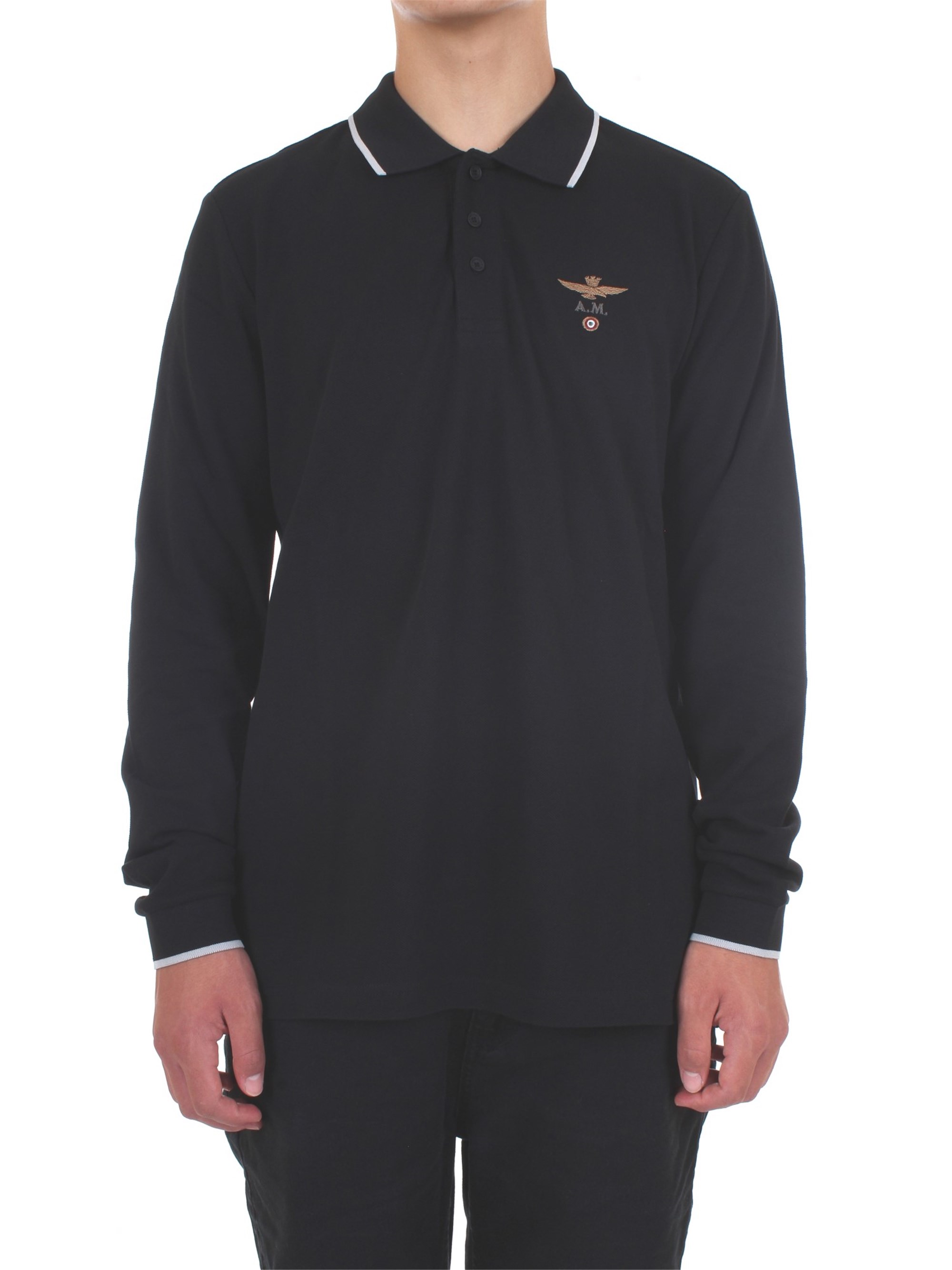AERONAUTICA MILITARE 202PO1497P82 Black Clothing Man Polo shirt AERONAUTICA MILITARE 202PO1497P82 Black Clothing Man Polo shirt