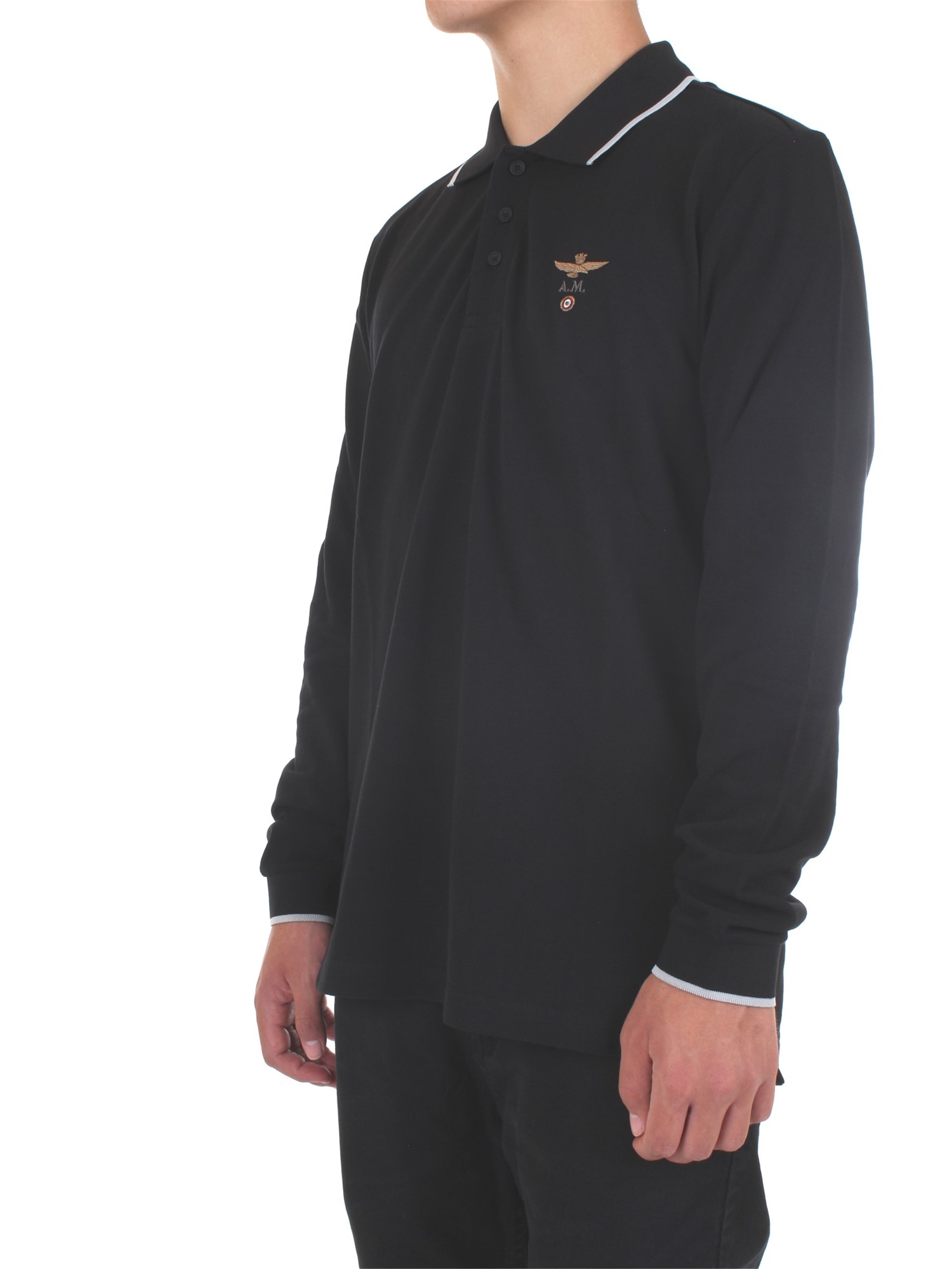AERONAUTICA MILITARE 202PO1497P82 Black Clothing Man Polo shirt AERONAUTICA MILITARE 202PO1497P82 Black Clothing Man Polo shirt