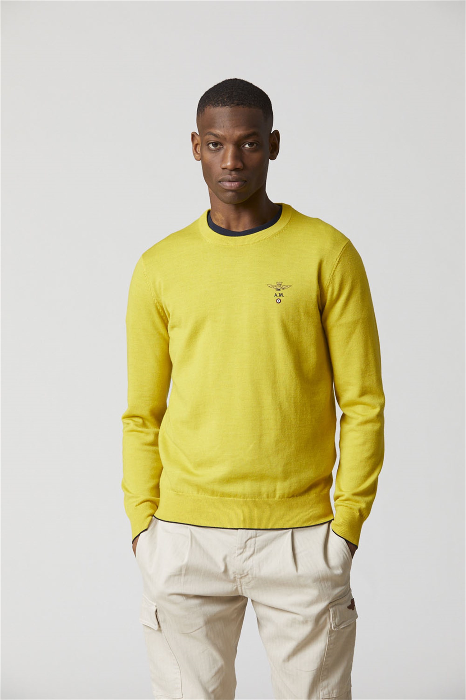 AERONAUTICA MILITARE 232MA1388L415 Giallo Abbigliamento Uomo Maglioni AERONAUTICA MILITARE 232MA1388L415 Giallo Abbigliamento Uomo Maglioni