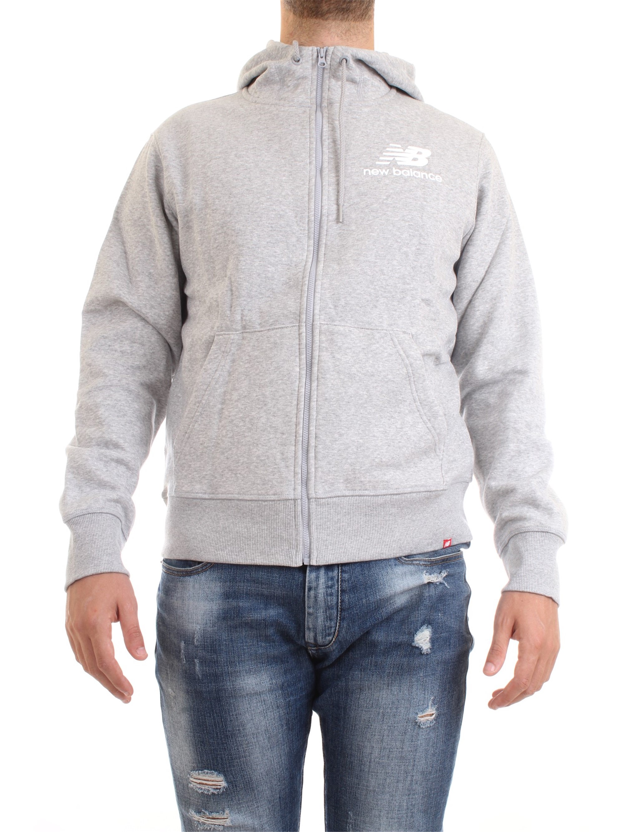 NEW BALANCE MJ03580 Grey Clothing Man Sweater NEW BALANCE MJ03580 Grey Clothing Man Sweater